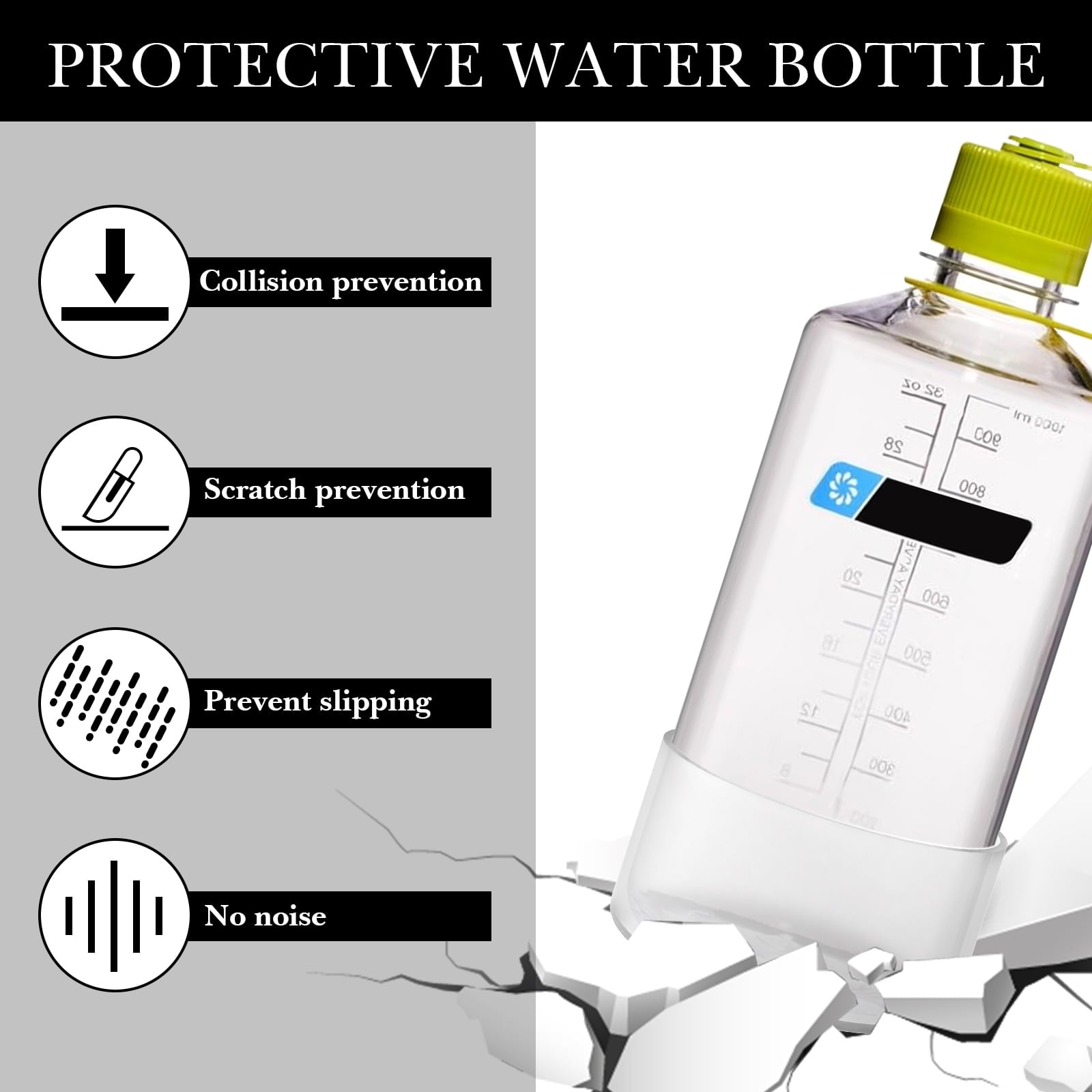 Linkidea 2 Pack Water Bottle Boot Compatible with Nalgene Sustain Wide Mouth 32oz/48oz, Narrow Mouth 32oz, Silicone Anti-Slip Bottle Bottom Bumper Protector (Clear White)