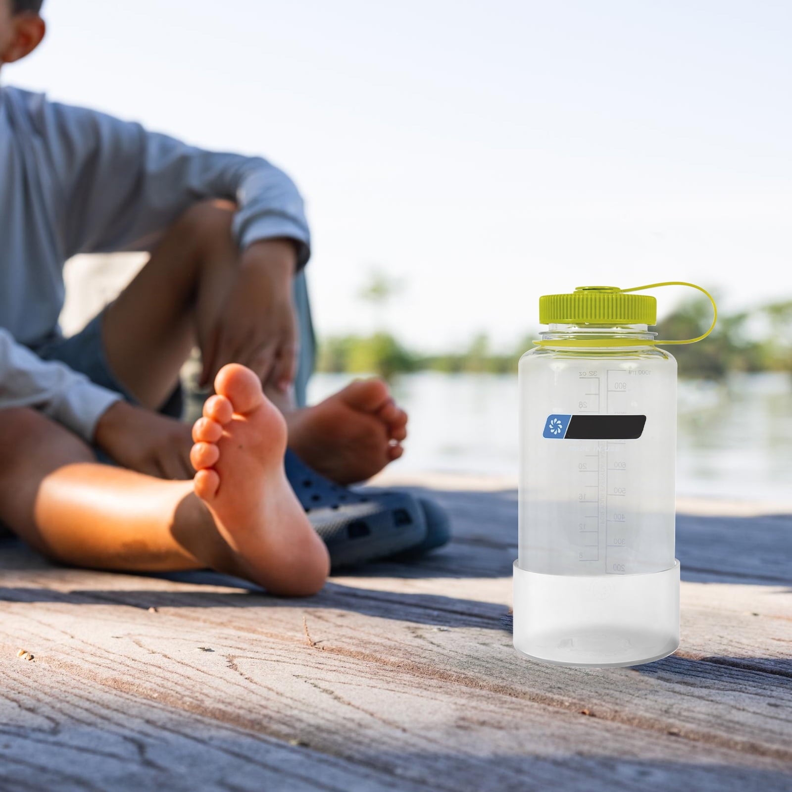 Linkidea 2 Pack Water Bottle Boot Compatible with Nalgene Sustain Wide Mouth 32oz/48oz, Narrow Mouth 32oz, Silicone Anti-Slip Bottle Bottom Bumper Protector (Clear White)