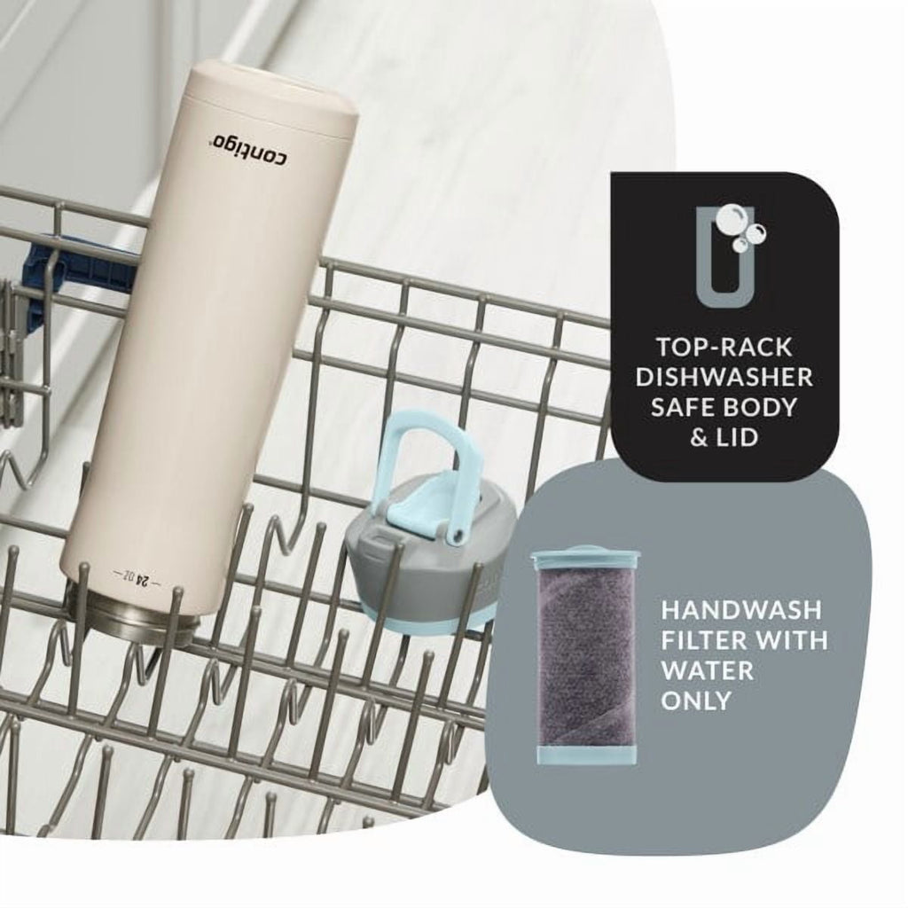Contigo Clybourn Chill Stainless Steel FreeFlow Filter Water Bottle with AUTOSEAL, 24oz Salt
