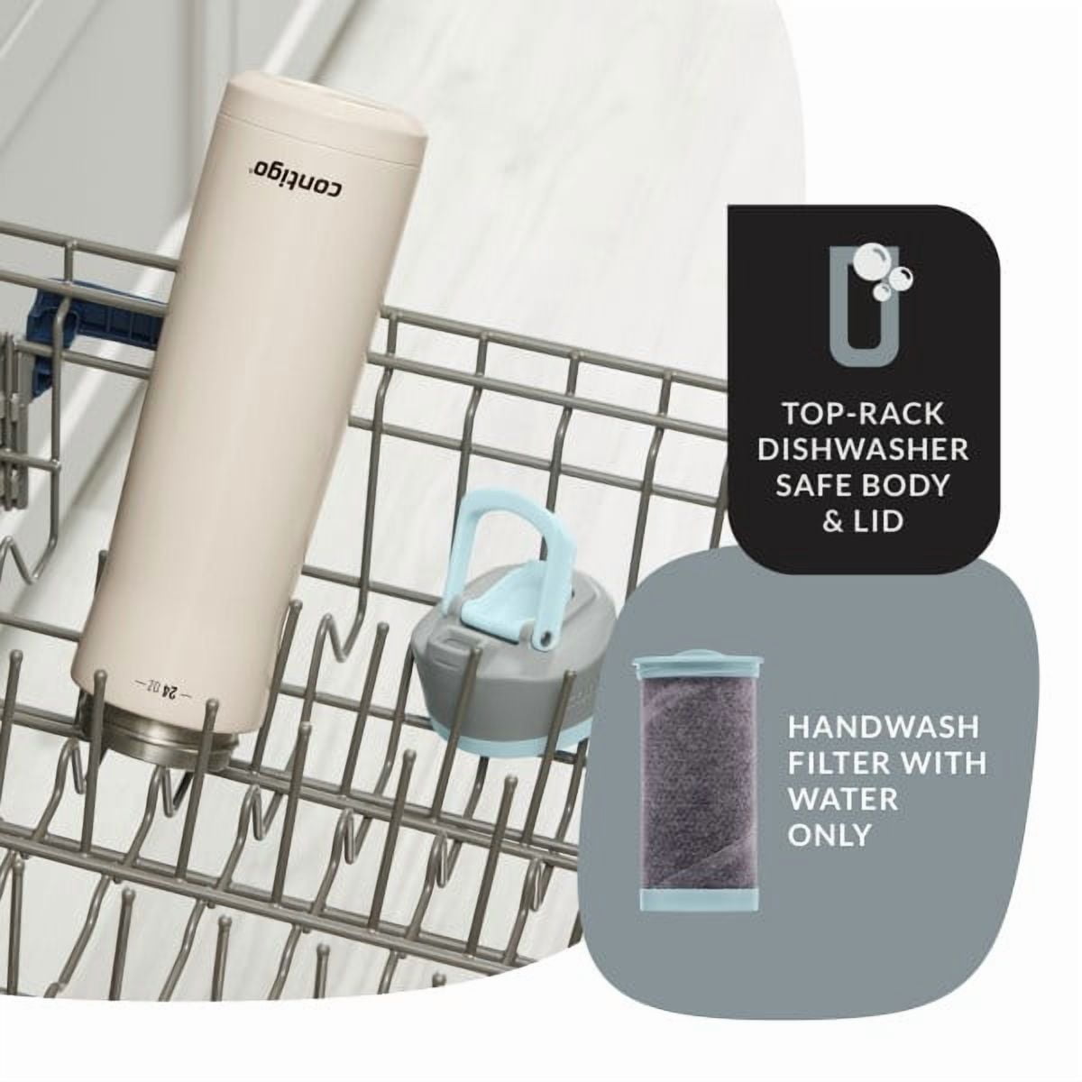 Contigo Clybourn Chill Stainless Steel FreeFlow Filter Water Bottle with AUTOSEAL, 24oz Salt