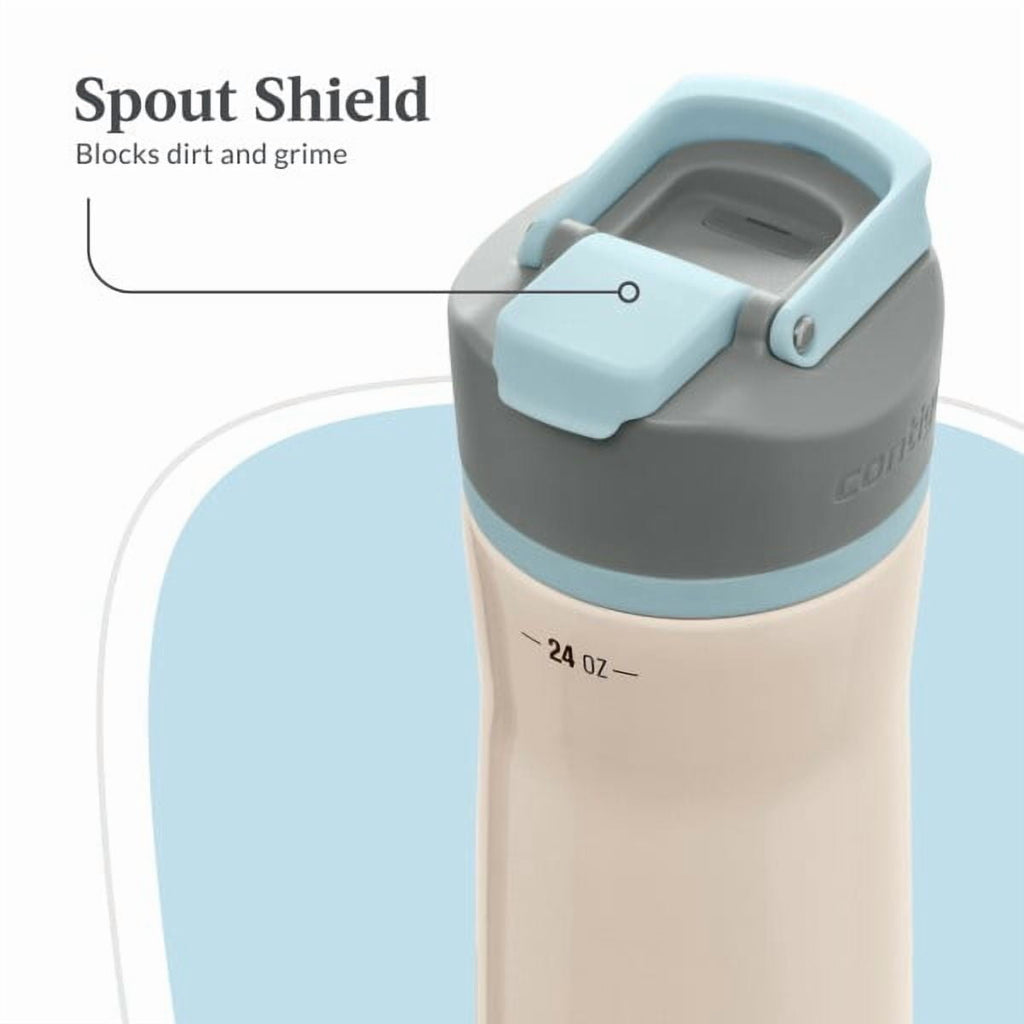 Contigo Clybourn Chill Stainless Steel FreeFlow Filter Water Bottle with AUTOSEAL, 24oz Salt