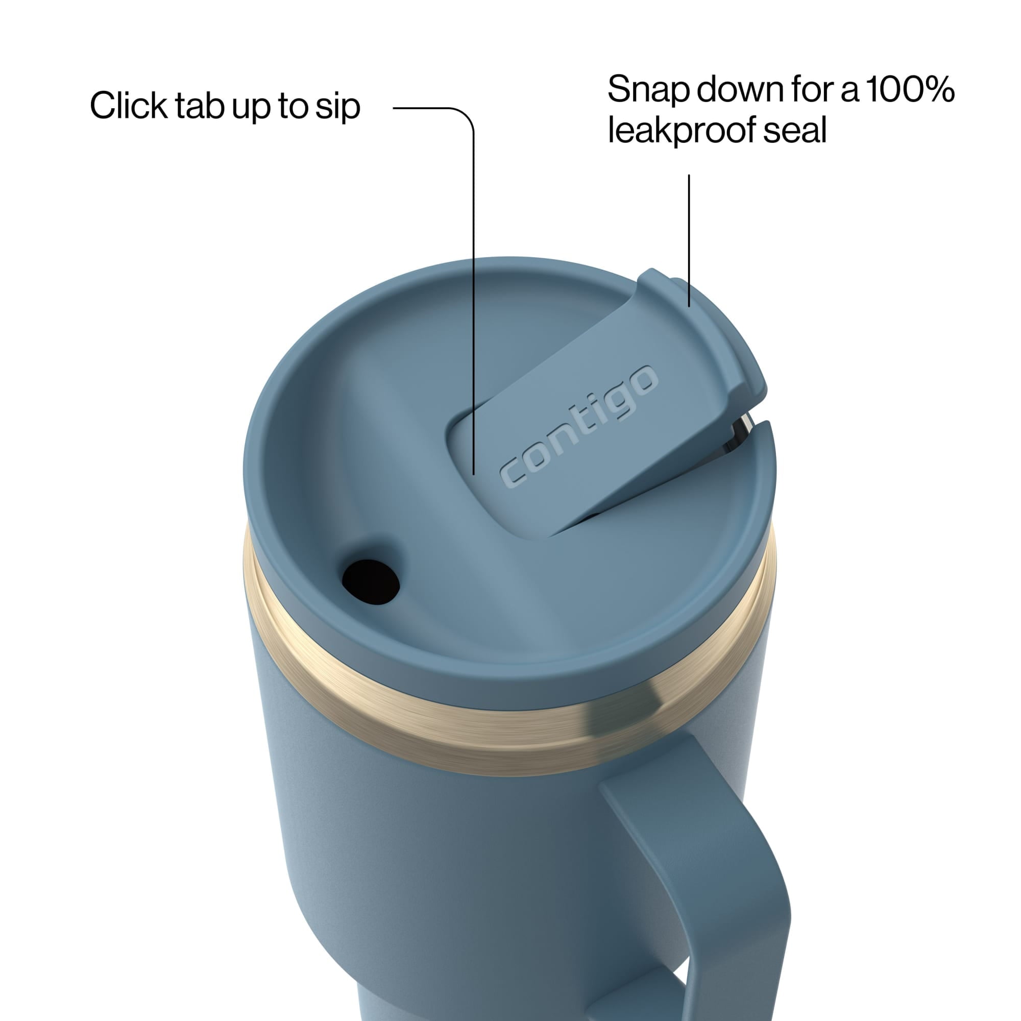 Contigo SnapSeal Leakproof Stainless Steel Reusable Water Bottle Tumbler with Side Handle, Black/Bronze, 30 oz