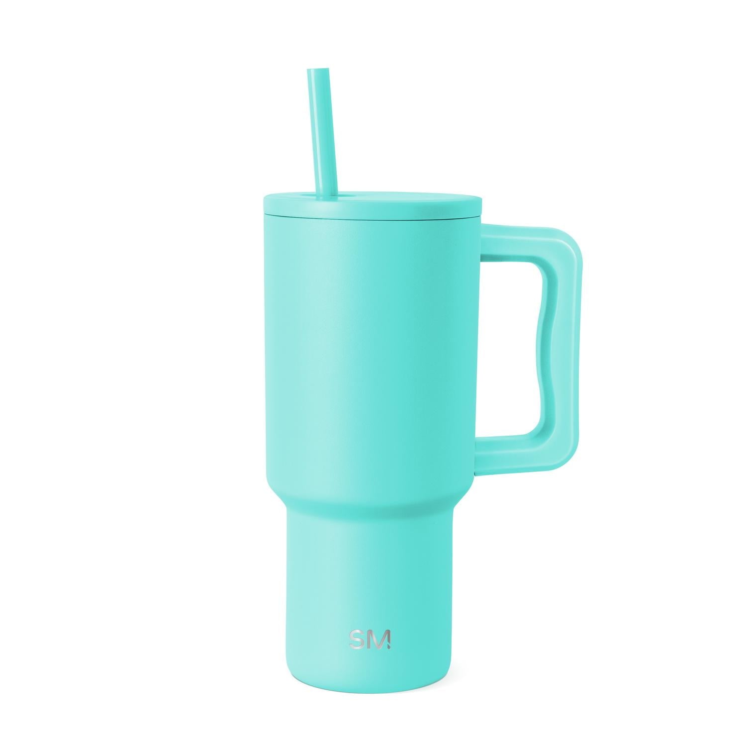 Simple Modern 30 fl oz Insulated Stainless Steel Trek Tumbler with Straw Lid | Seaglass Sage and Cream Checkmate