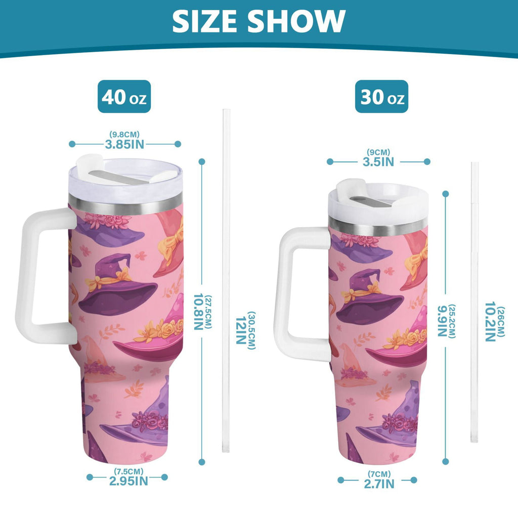 30 oz Insulated Stainless Steel Tumbler Double Wall Stainless Steel Tumbler with 2-Way Drinking Colorful Hat Pattern