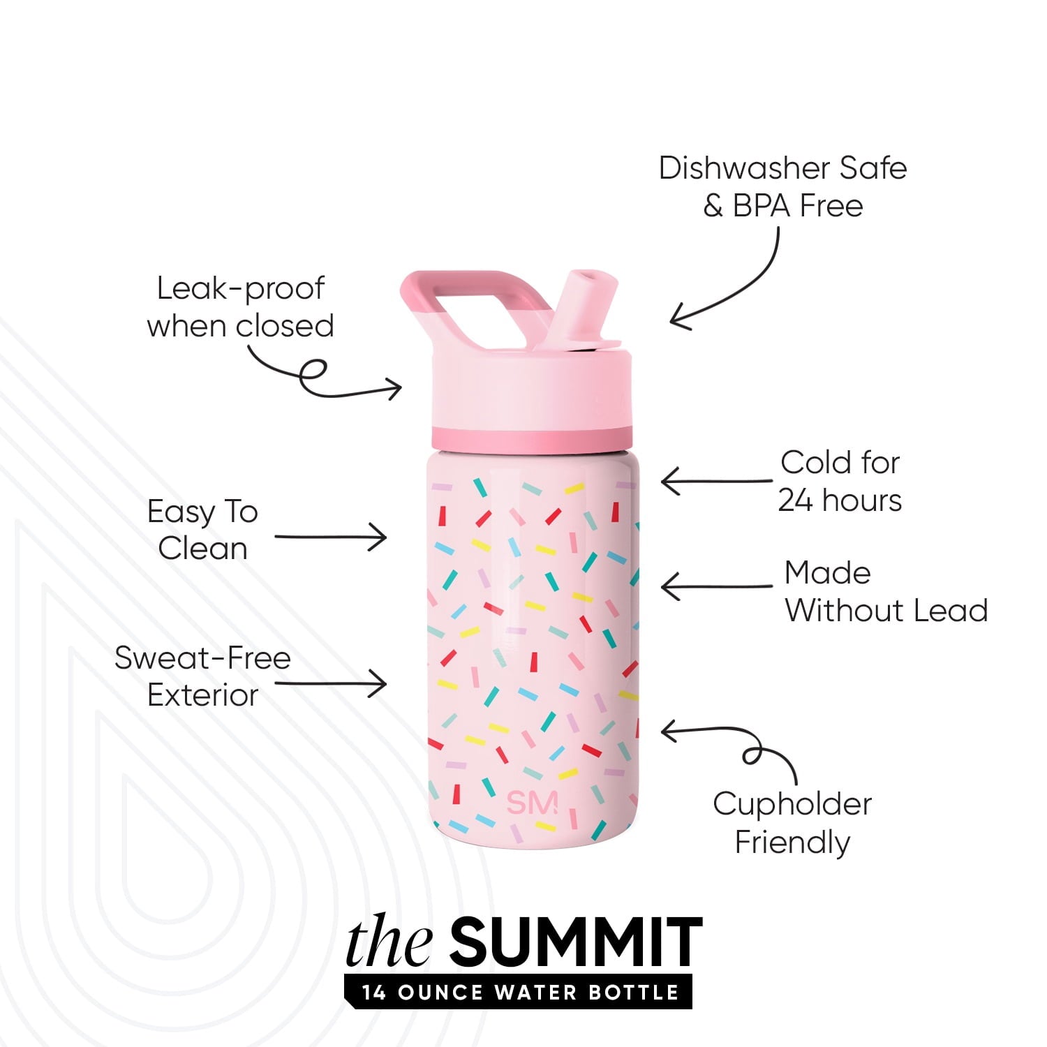 Simple Modern 14oz Summit Water Bottle with Straw Lid | Confetti