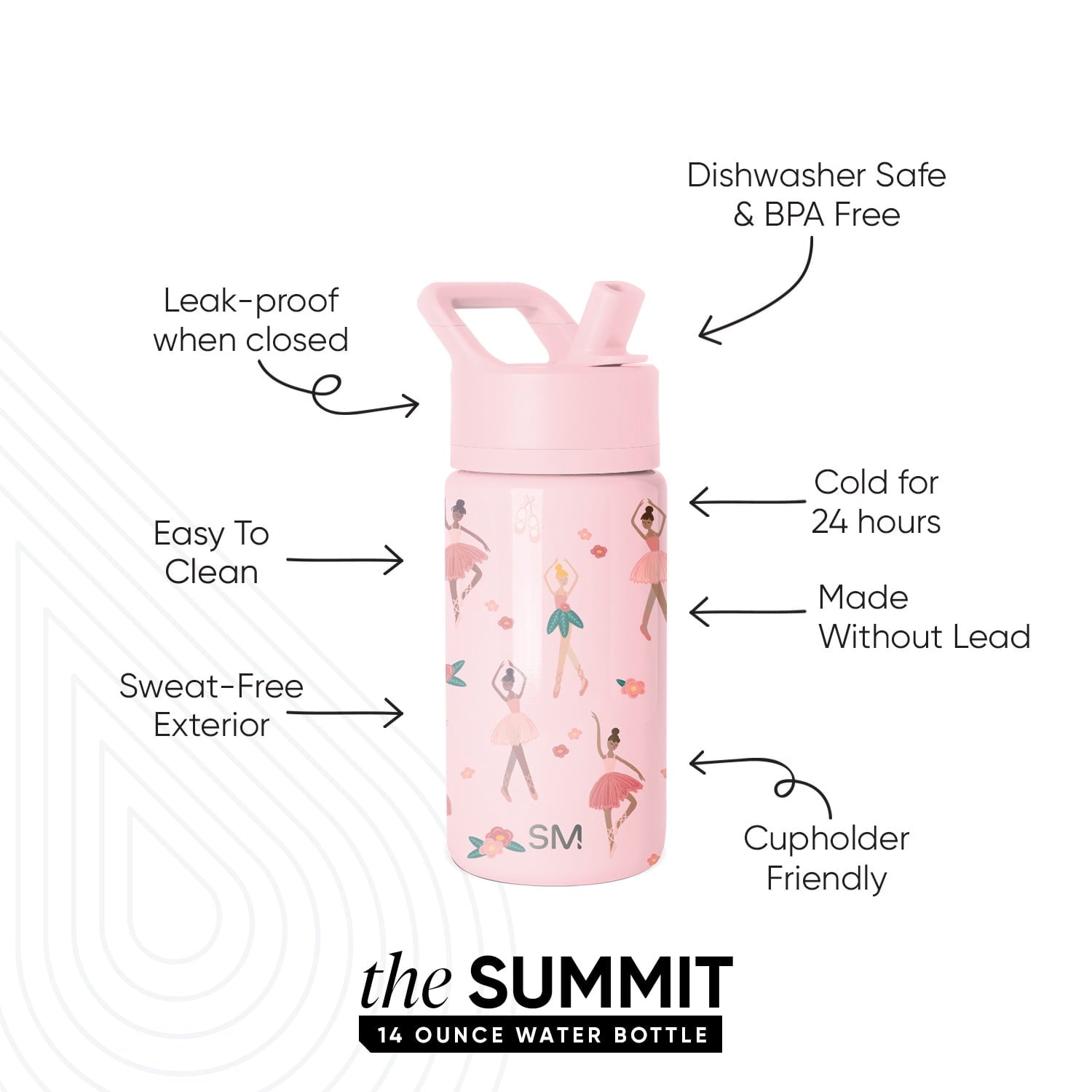 Simple Modern 14oz Summit Water Bottle with Straw Lid | Confetti