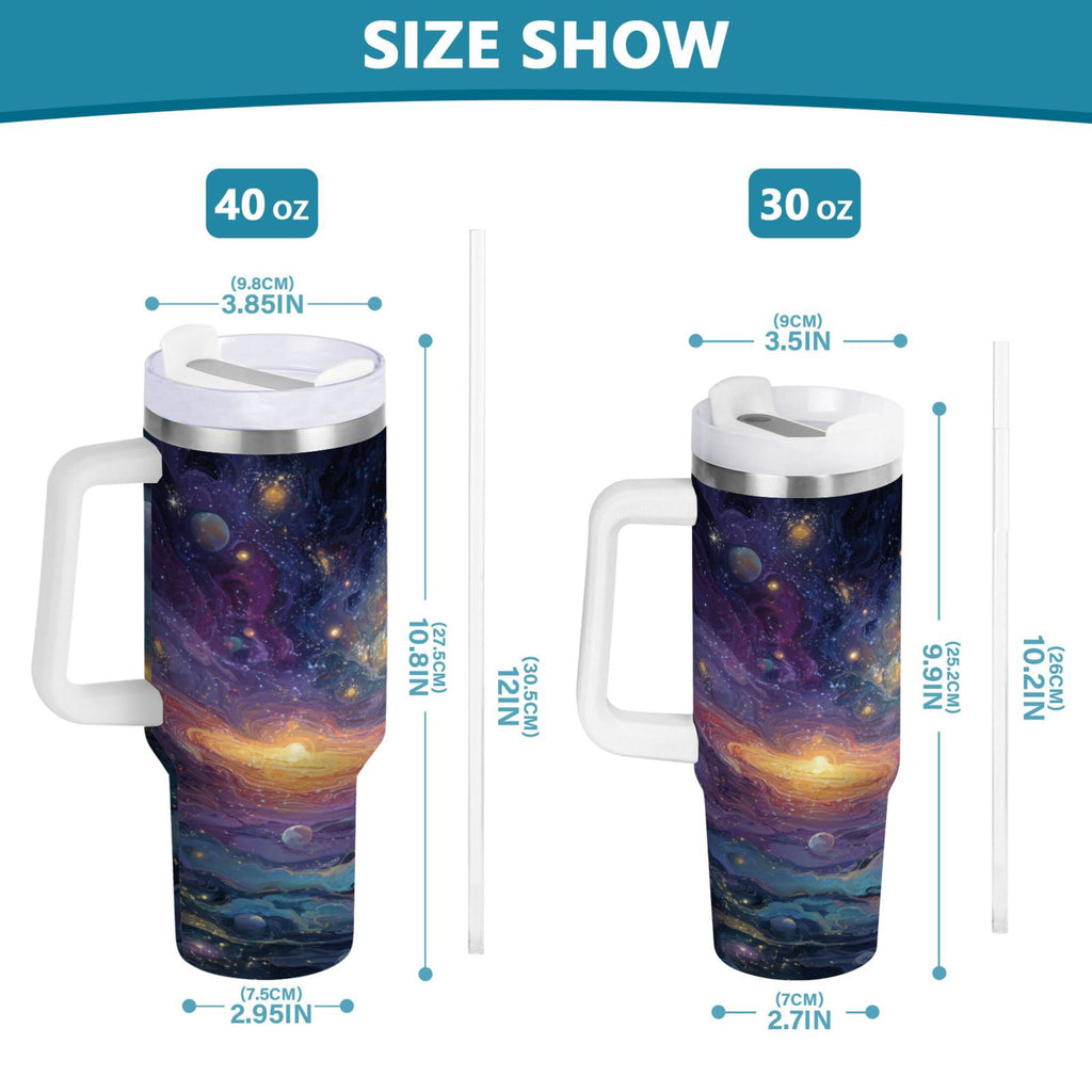30 oz Insulated Stainless Steel Tumbler Double Wall Stainless Steel Tumbler with 2-Way Drinking Vibrant and Colorful Universe