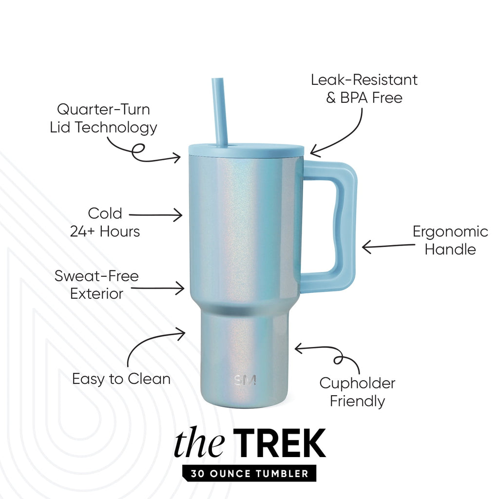 Simple Modern 30 fl oz Insulated Stainless Steel Trek Tumbler with Straw Lid | Seaglass Sage and Cream Checkmate