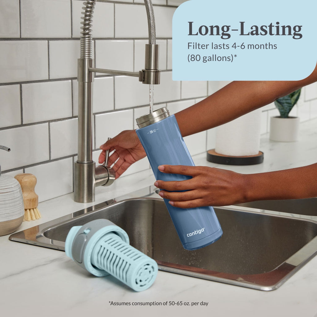 Contigo Clybourn FreeFlow Filter Water Bottle Replacement Filter, 1 Count