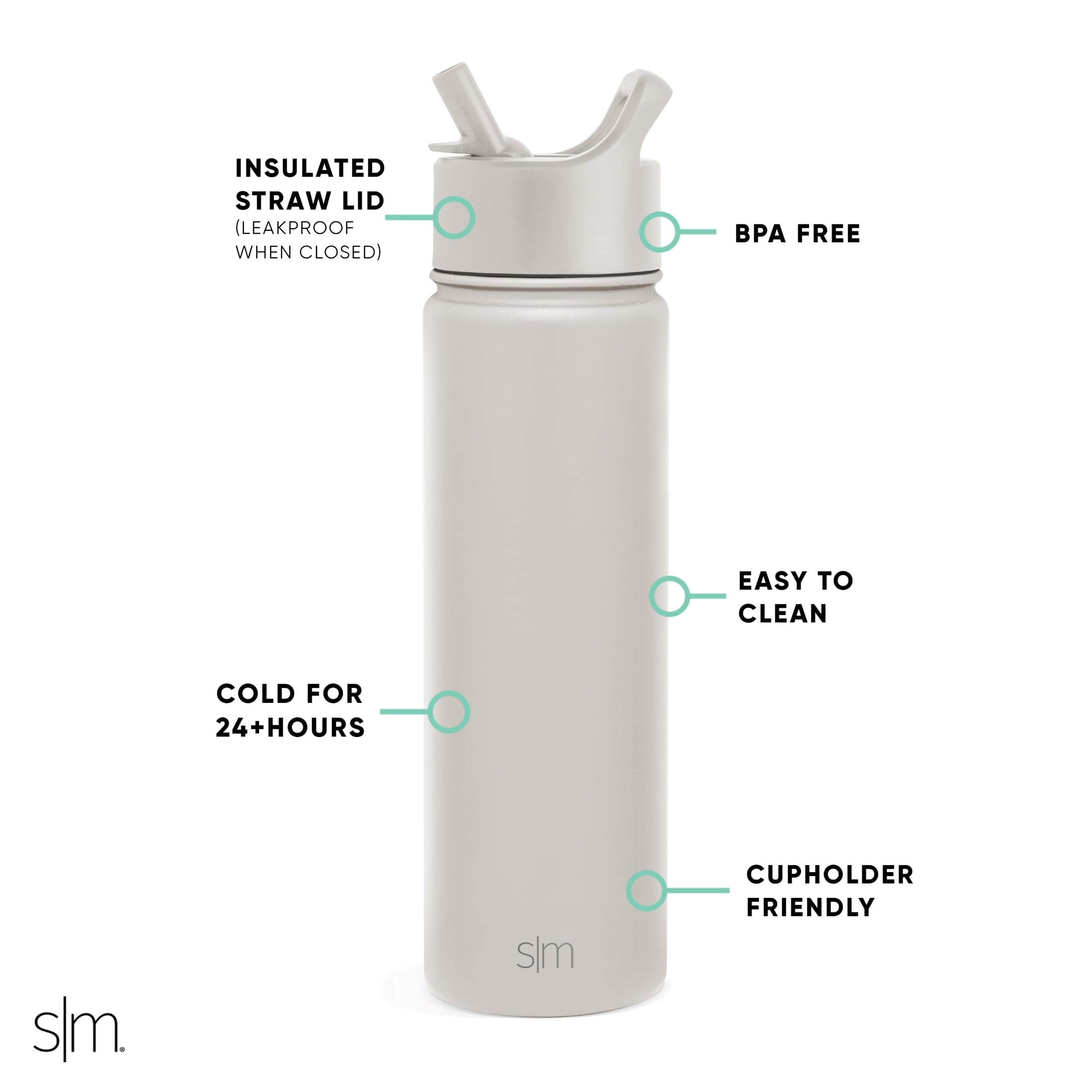 Simple Modern Summit Water Bottle Straw Lid Vacuum Insulated Stainless Steel Bottle | 22 fl oz