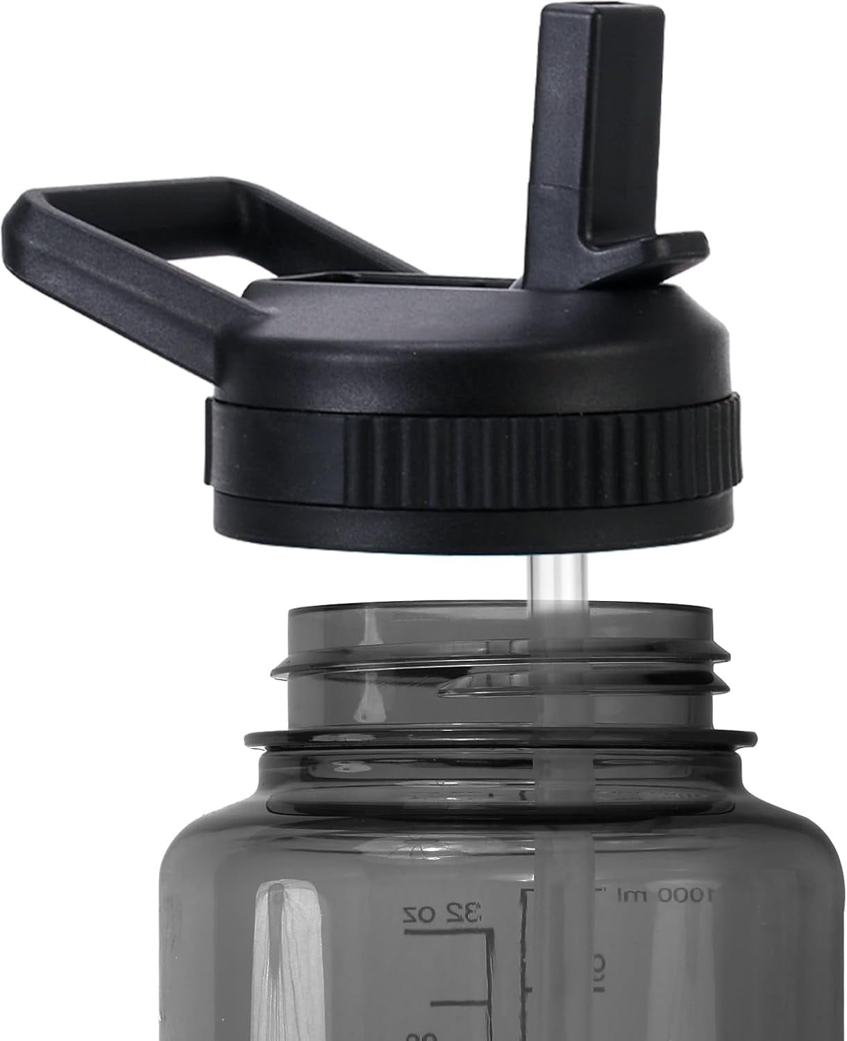 Straw Lid Compatible with Nalgene Water Bottles 32 OZ, BPA-Free Straws Lid with Handle for Nalgene Wide Mouth, Replacement Bottle Cap Accessories with 2 Straws and 1 Straw Brush