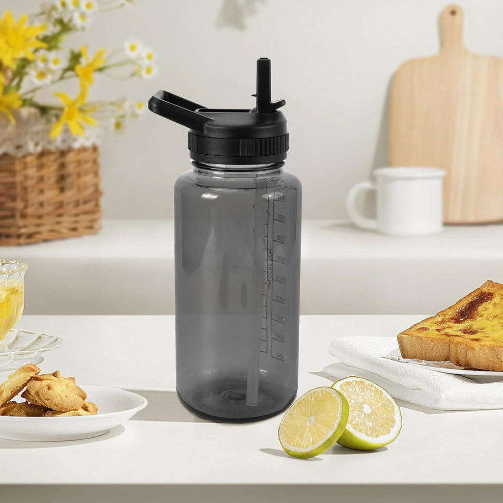Straw Lid Compatible with Nalgene Water Bottles 32 OZ, BPA-Free Straws Lid with Handle for Nalgene Wide Mouth, Replacement Bottle Cap Accessories with 2 Straws and 1 Straw Brush