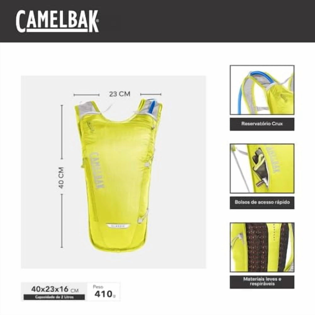 Camelbak Classic Light Hydration Pack Bag Inc Reservior Yellow/Silver 70oz