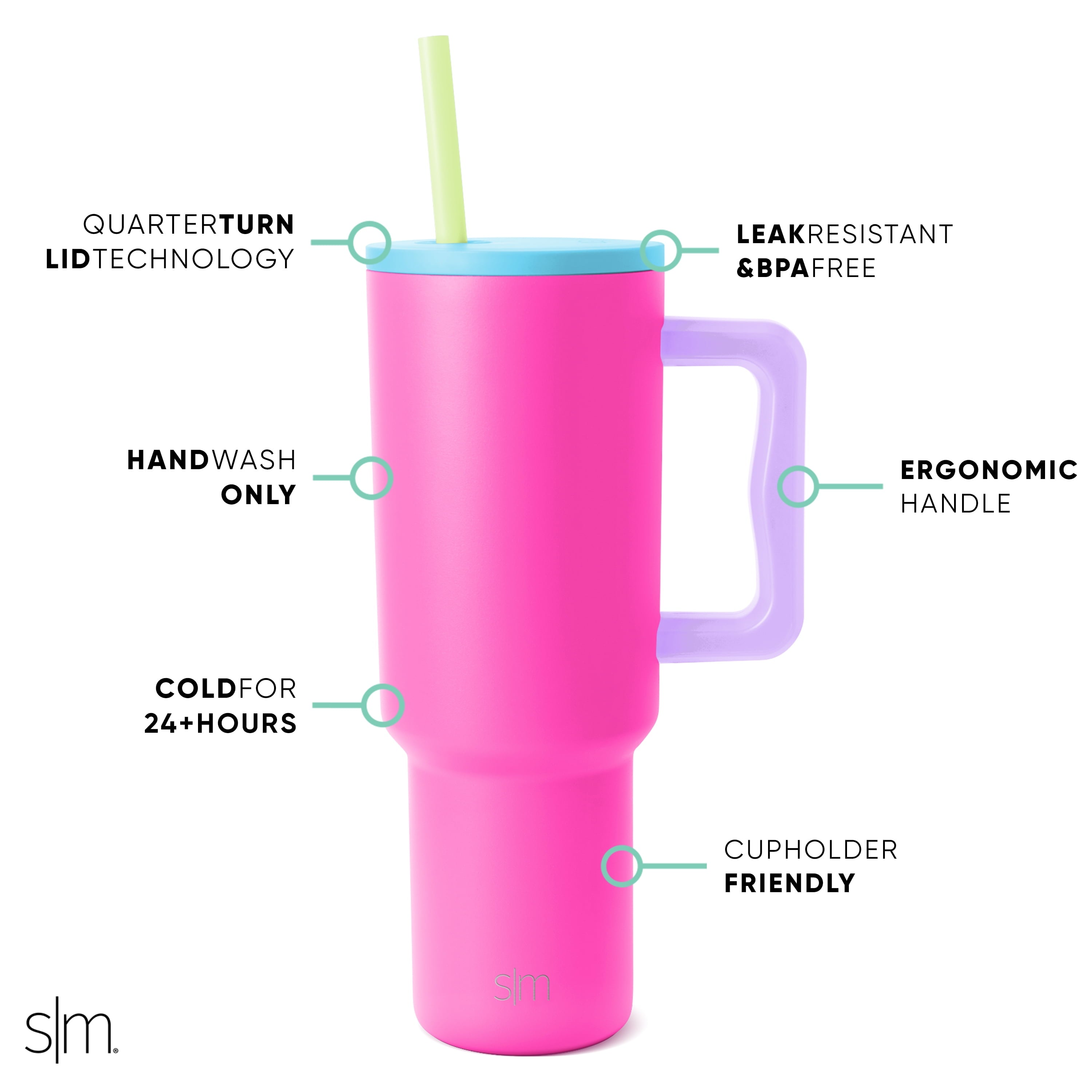 Simple Modern 40 fl oz Insulated Stainless Steel Trek Tumbler with Straw Lid | 80s Mix