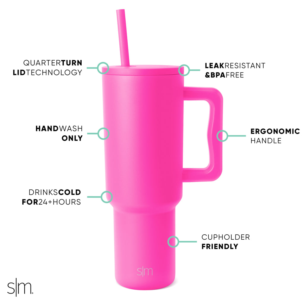 Simple Modern 40 fl oz Insulated Stainless Steel Trek Tumbler with Straw Lid | 80s Mix