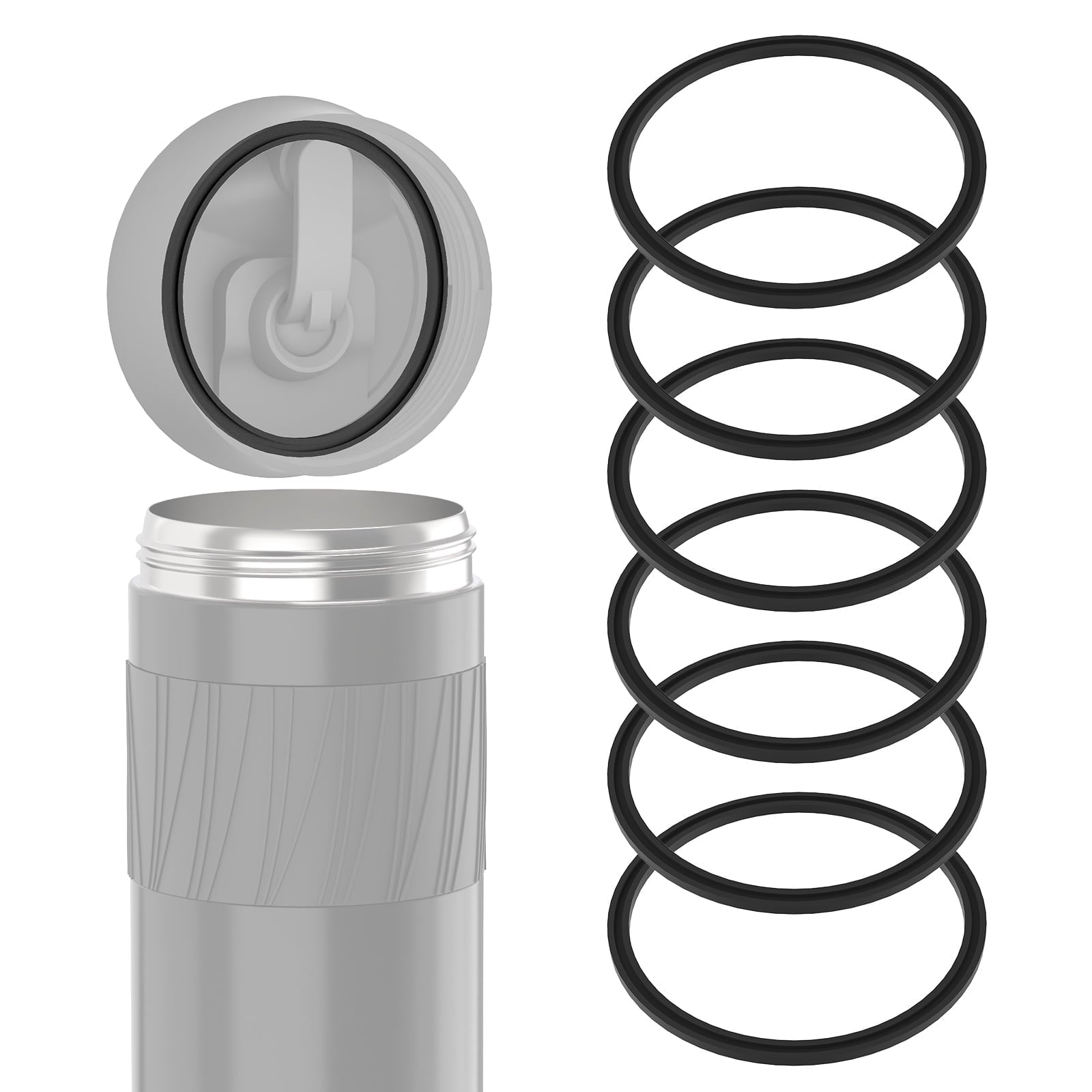 Linkidea 6 Pack Water Bottle Gasket Replacement Compatible with Contigo Byron Snapseal Travel Mug 16oz/20oz, Silicone O Ring Leak Proof Rubber Seal with Tweezer for Bottle Lid, Black