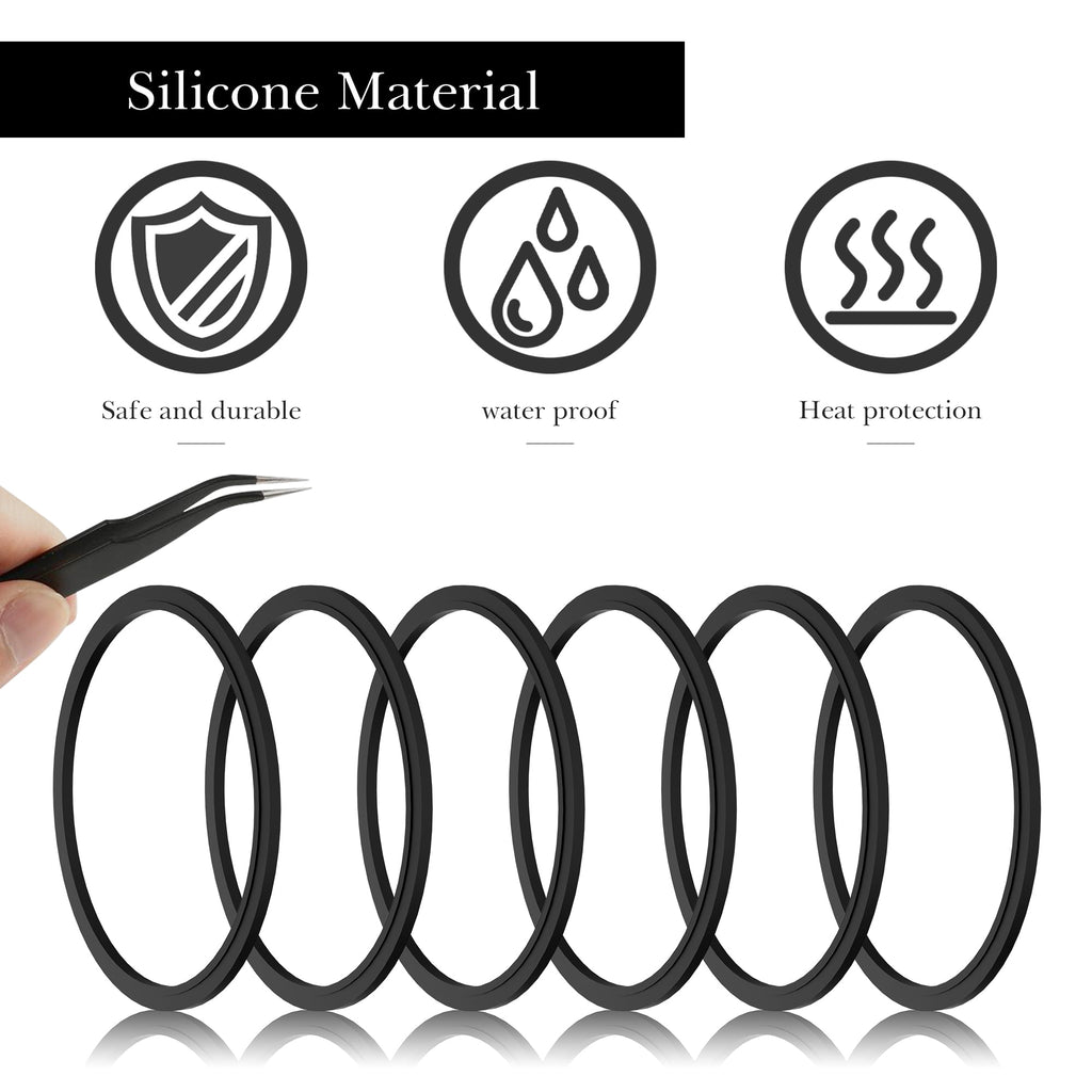 Linkidea 6 Pack Water Bottle Gasket Replacement Compatible with Contigo Byron Snapseal Travel Mug 16oz/20oz, Silicone O Ring Leak Proof Rubber Seal with Tweezer for Bottle Lid, Black