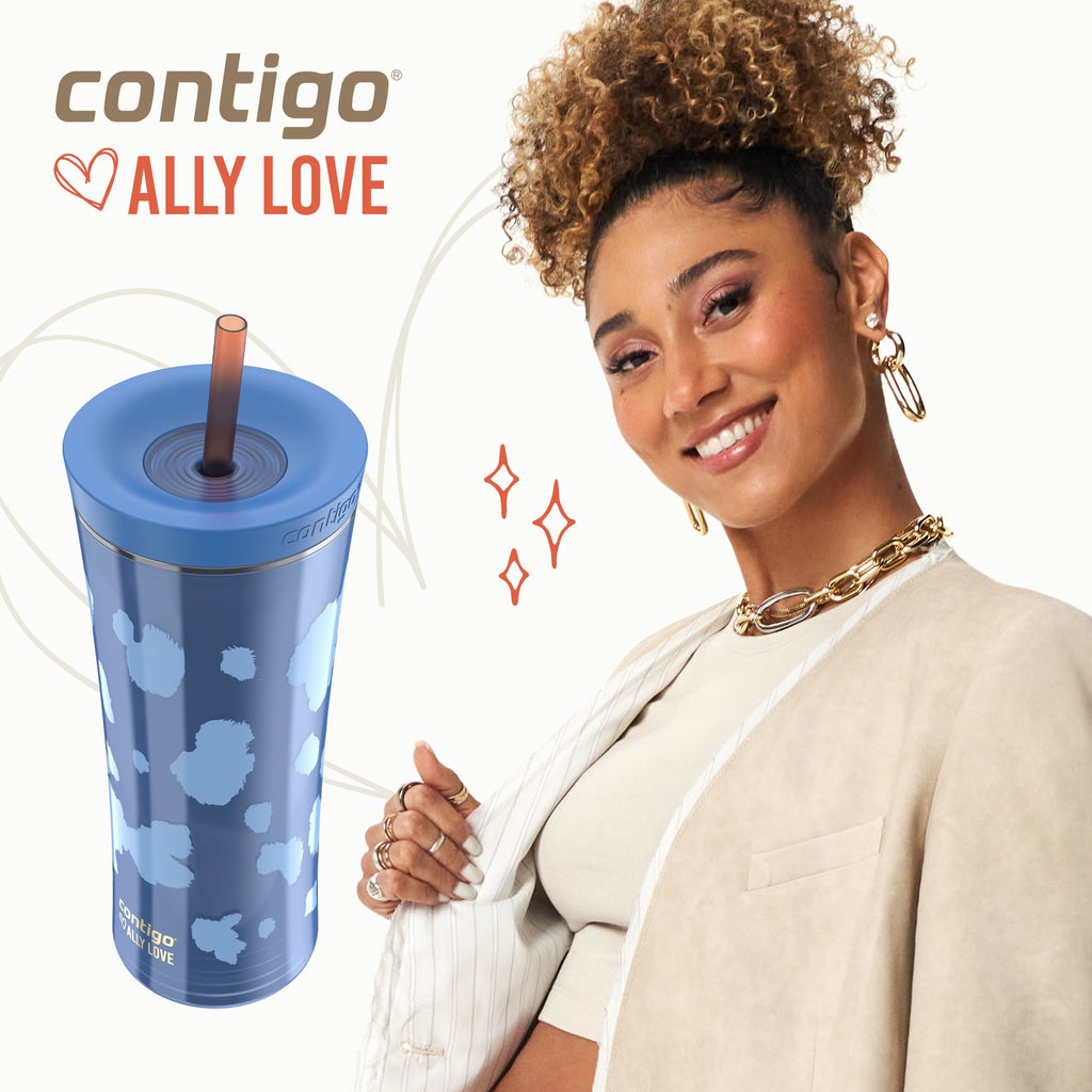 Contigo 20oz Shake &amp; Go Tumbler, Plastic with Straw, Stellar Jay Cowhide Couture