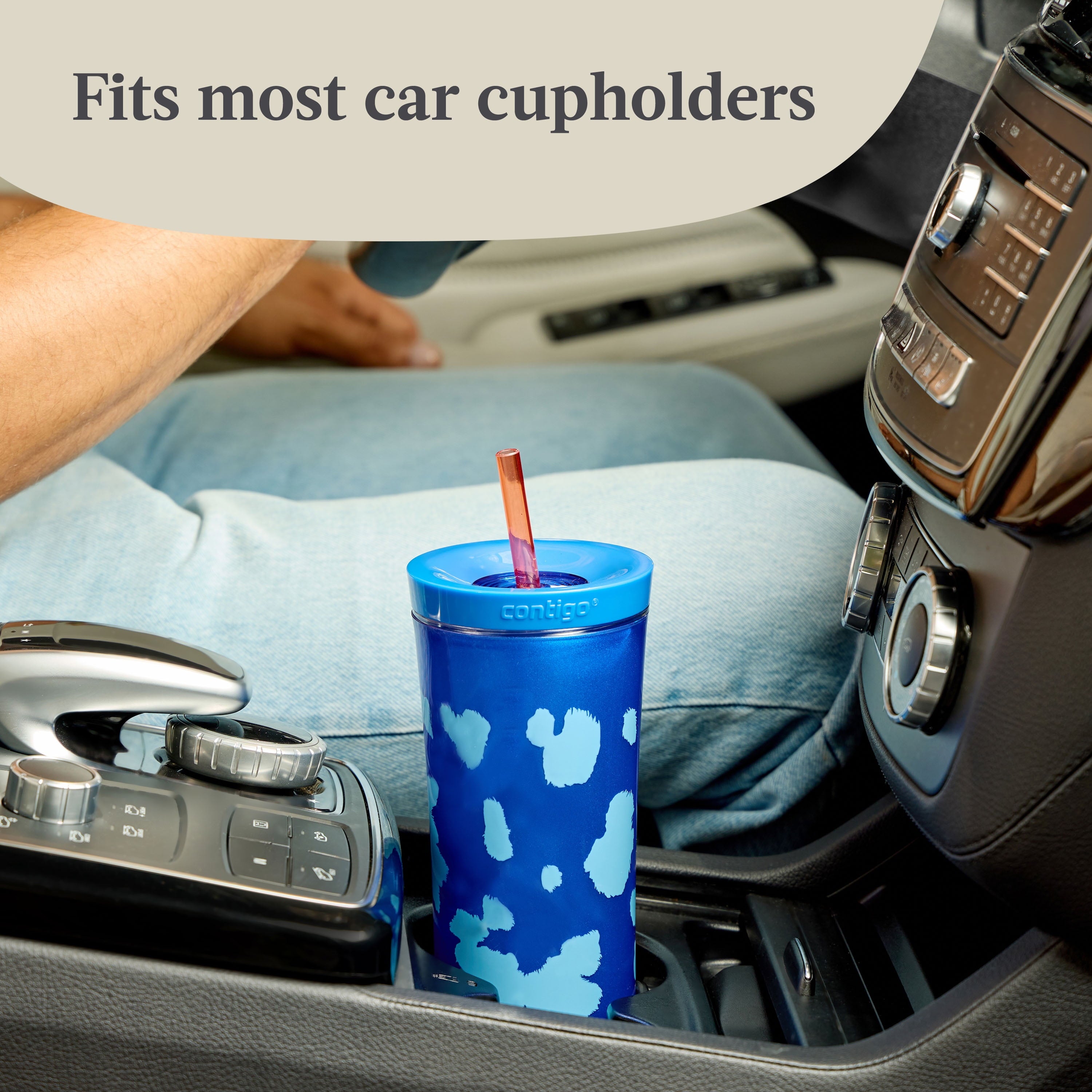 Contigo 20oz Shake &amp; Go Tumbler, Plastic with Straw, Stellar Jay Cowhide Couture