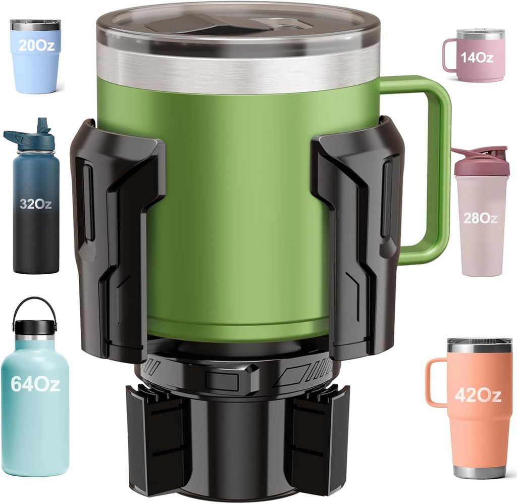 Cup Holder Expander: One-Button Open, Universal, Adjustable Holder(Diameter 2.6"- 4.8"), Cup Holder Expander for , , Nalgene, Takeya, Camelbak, Ramblers, , Tumblers, Mugs