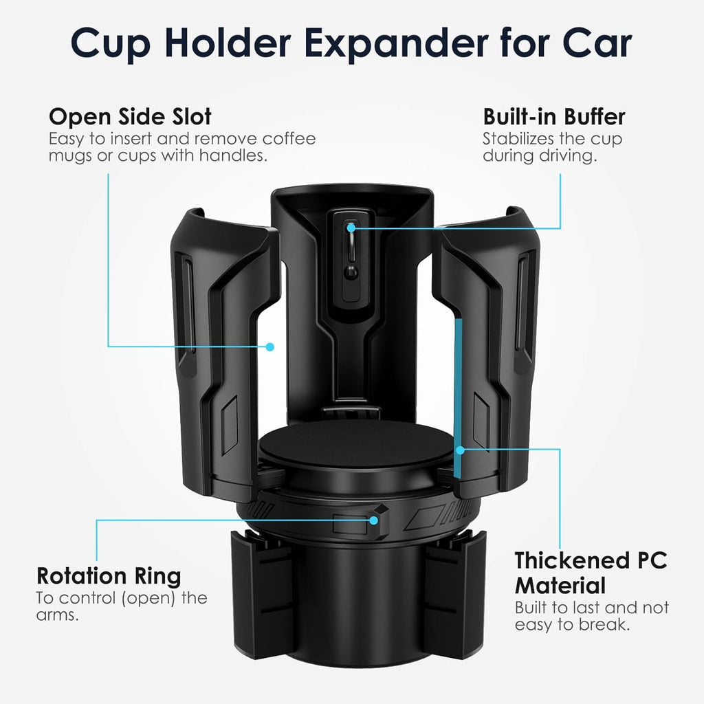 Cup Holder Expander: One-Button Open, Universal, Adjustable Holder(Diameter 2.6"- 4.8"), Cup Holder Expander for , , Nalgene, Takeya, Camelbak, Ramblers, , Tumblers, Mugs