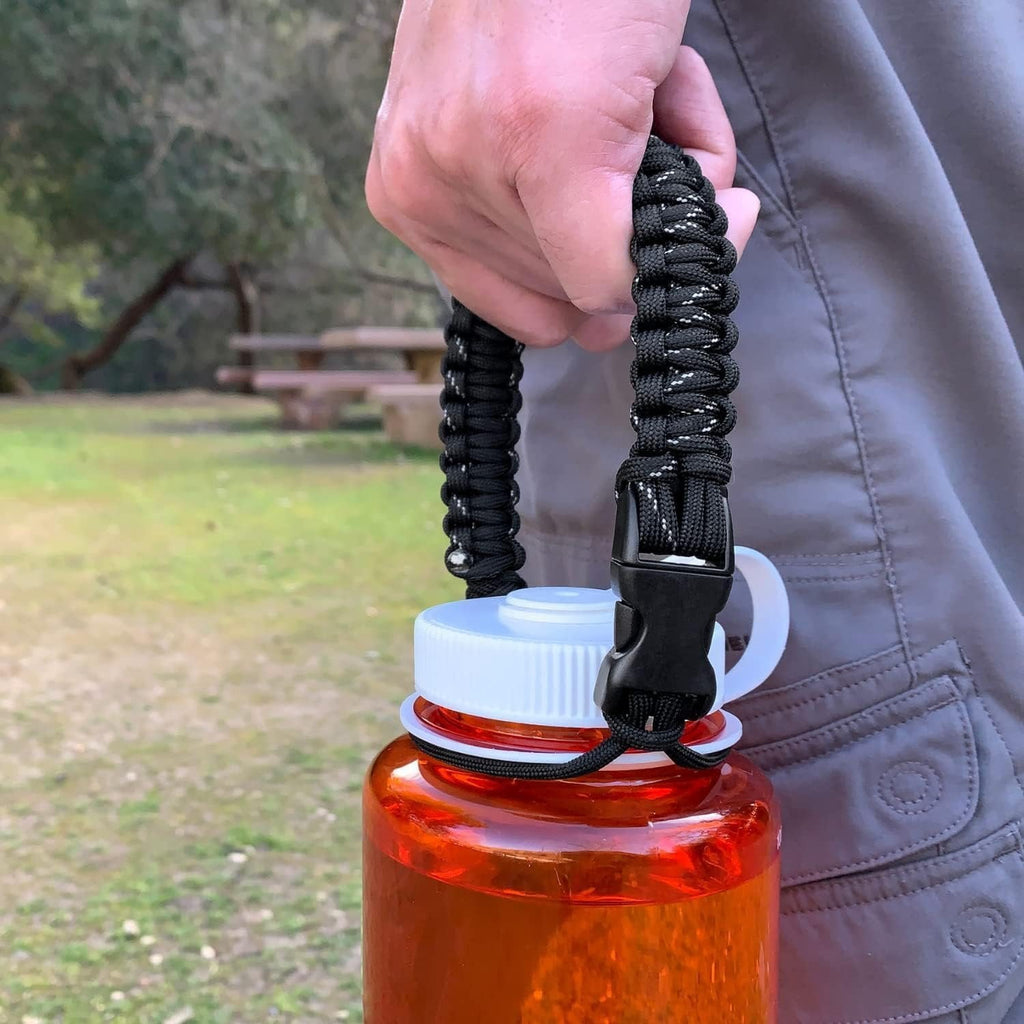 Hydrocord Handle for Nalgene Water Bottles, Fits Wide Mouth Water Bottles, Durable Carrier, Secure Accessories, Compatible with 32oz, 36oz, 48oz Water Bottle (Black)