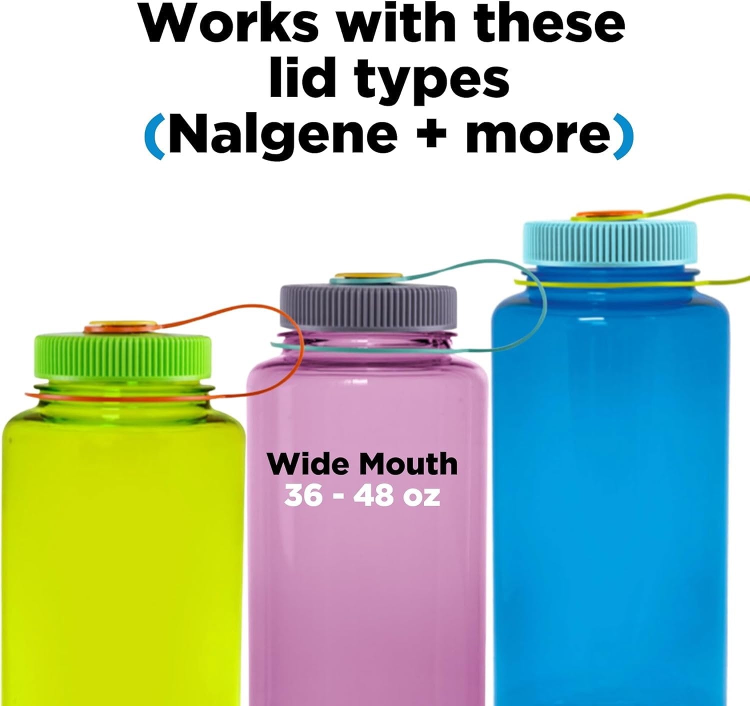 Hydrocord Handle for Nalgene Water Bottles, Fits Wide Mouth Water Bottles, Durable Carrier, Secure Accessories, Compatible with 32oz, 36oz, 48oz Water Bottle (Black)
