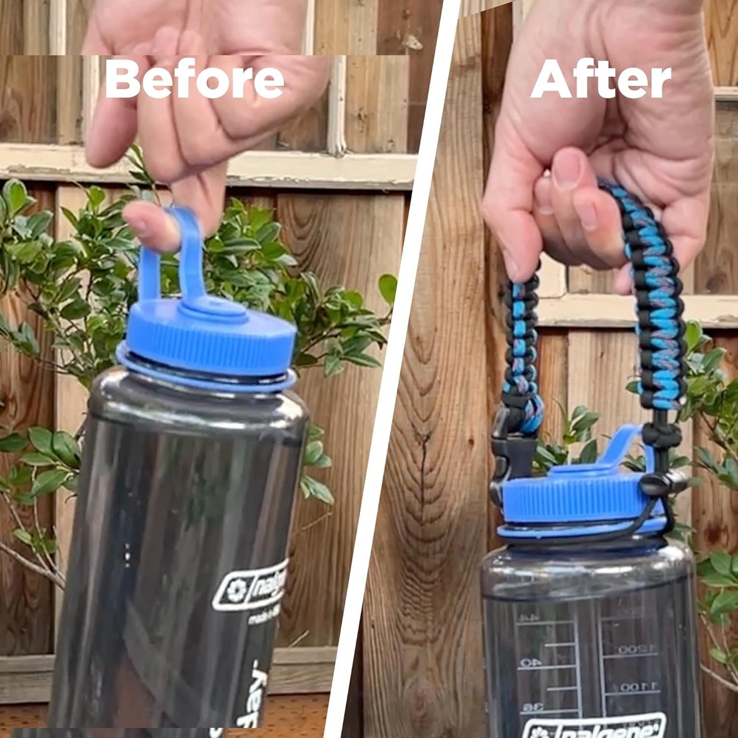 Hydrocord Handle for Nalgene Water Bottles, Fits Wide Mouth Water Bottles, Durable Carrier, Secure Accessories, Compatible with 32oz, 36oz, 48oz Water Bottle (Black)