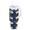 30 oz Insulated Stainless Steel Tumbler Double Wall Stainless Steel Tumbler with 2-Way Drinking Watercolor White Pumpkins