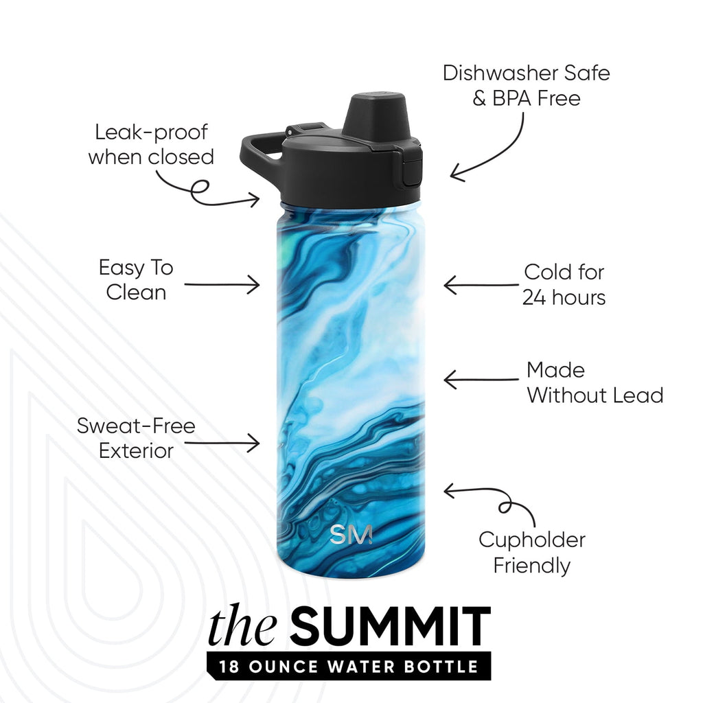 Simple Modern 18 fl oz Insulated Stainless Steel Summit Water Bottle with Covered Silicone Straw Lid | Sweet Taffy