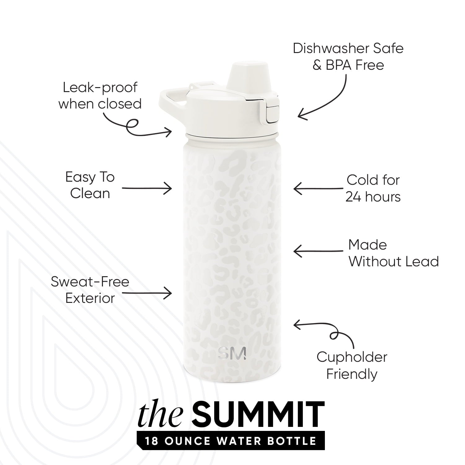 Simple Modern 18 fl oz Insulated Stainless Steel Summit Water Bottle with Covered Silicone Straw Lid | Sweet Taffy