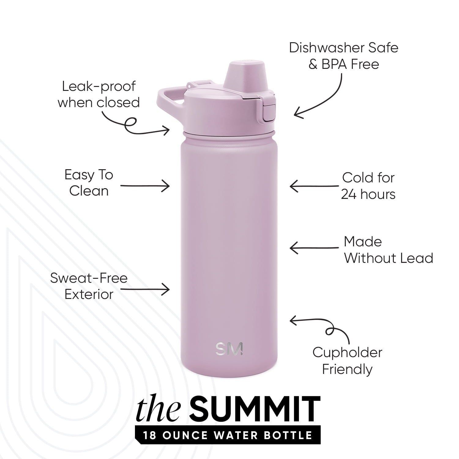 Simple Modern 18 fl oz Insulated Stainless Steel Summit Water Bottle with Covered Silicone Straw Lid | Sweet Taffy