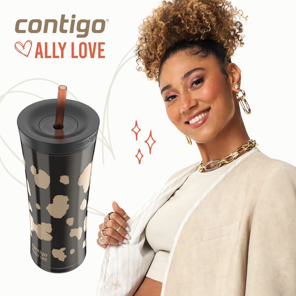 Contigo 20oz Shake &amp; Go Tumbler, Plastic with Straw, Licorice Cowhide Couture
