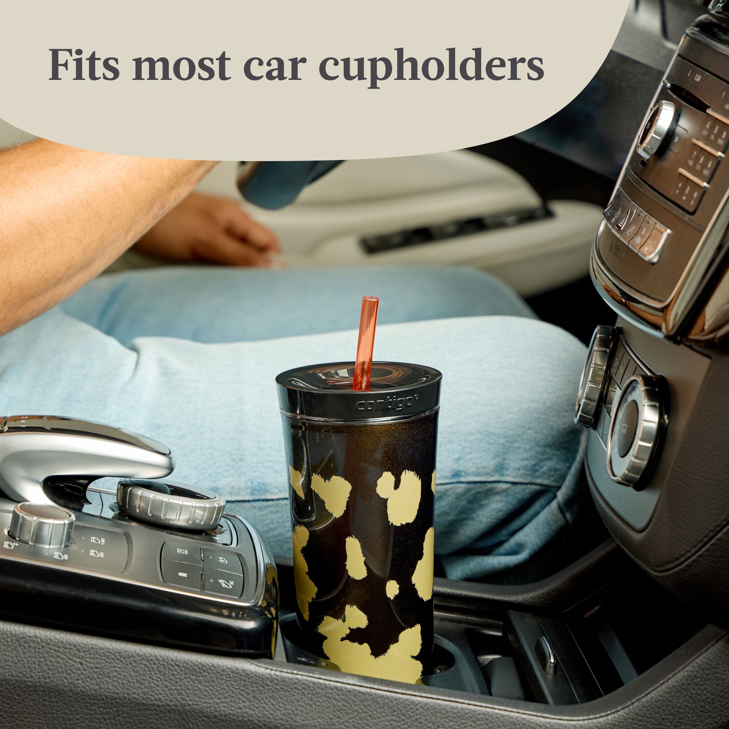 Contigo 20oz Shake &amp; Go Tumbler, Plastic with Straw, Licorice Cowhide Couture