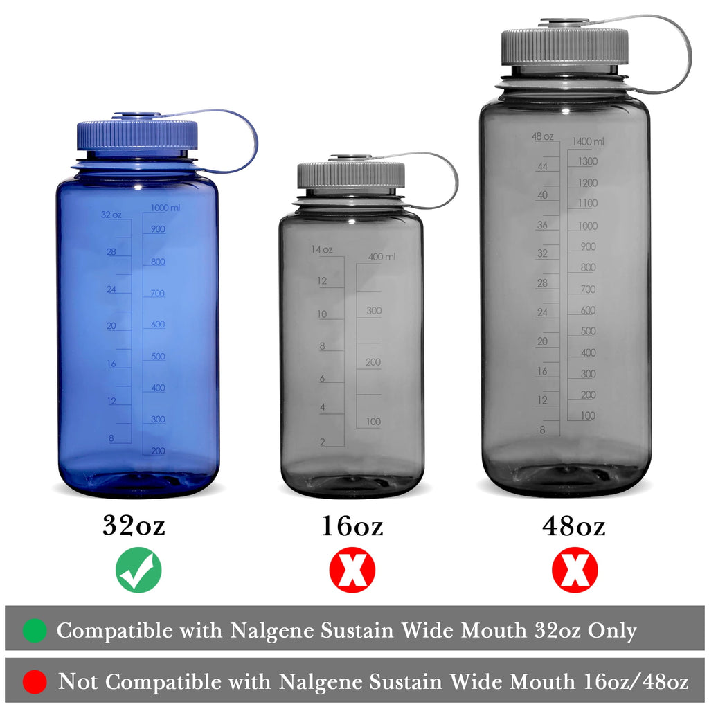 Linkidea 4 Pack Water Bottle Silicone Splashguard Compatible with Nalgene Sustain Wide Mouth 32oz, Anti-Spill Splash Guard for Wide-Necked Bottles with 53mm Opening, Waterbottle Easy Sipper