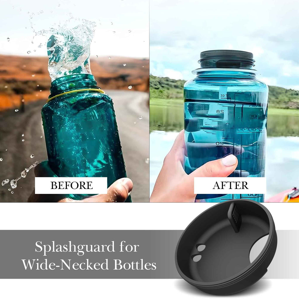Linkidea 4 Pack Water Bottle Silicone Splashguard Compatible with Nalgene Sustain Wide Mouth 32oz, Anti-Spill Splash Guard for Wide-Necked Bottles with 53mm Opening, Waterbottle Easy Sipper