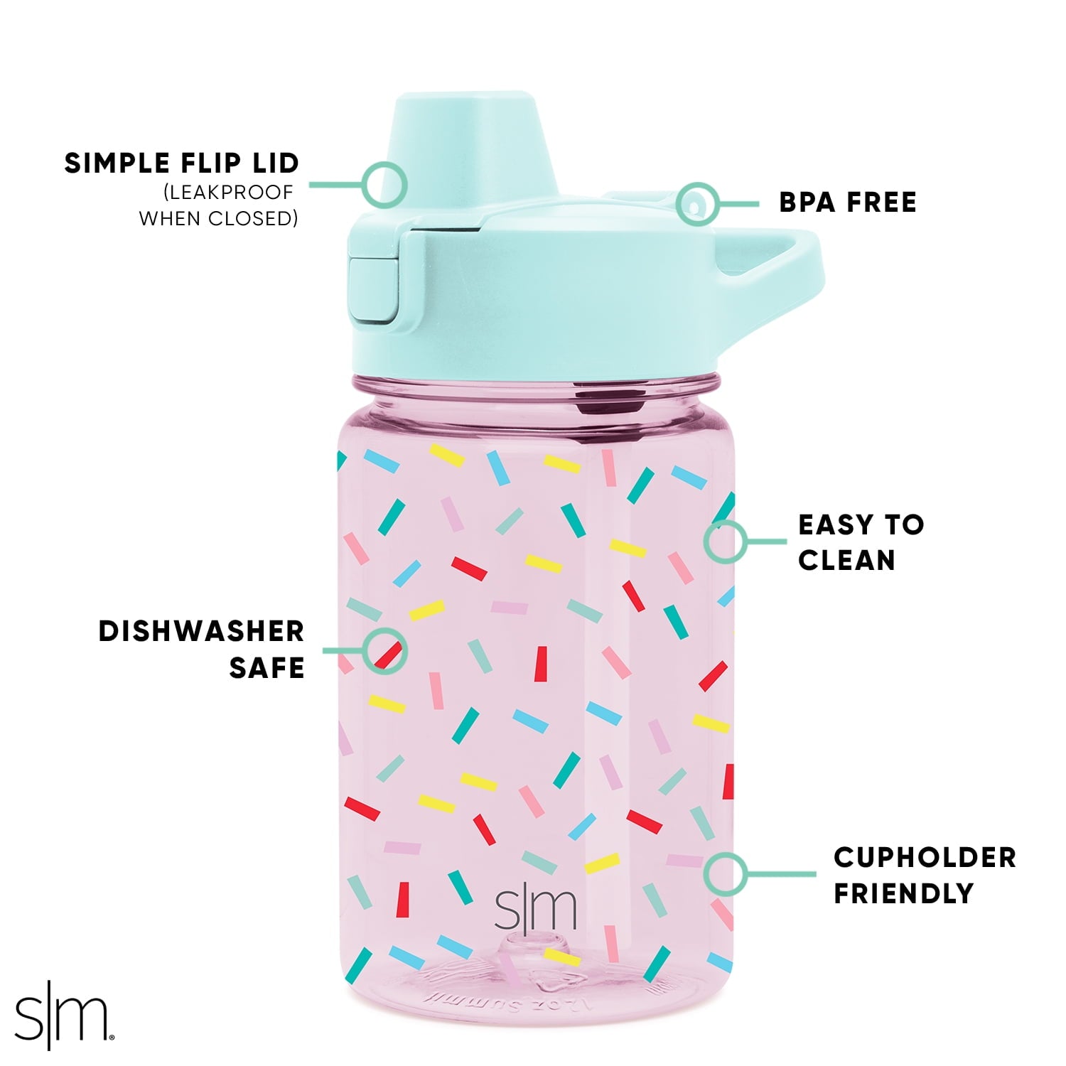 Simple Modern 12 fl oz Reusable Tritan Summit Water Bottle with Silicone Straw Lid | Birthday Cake