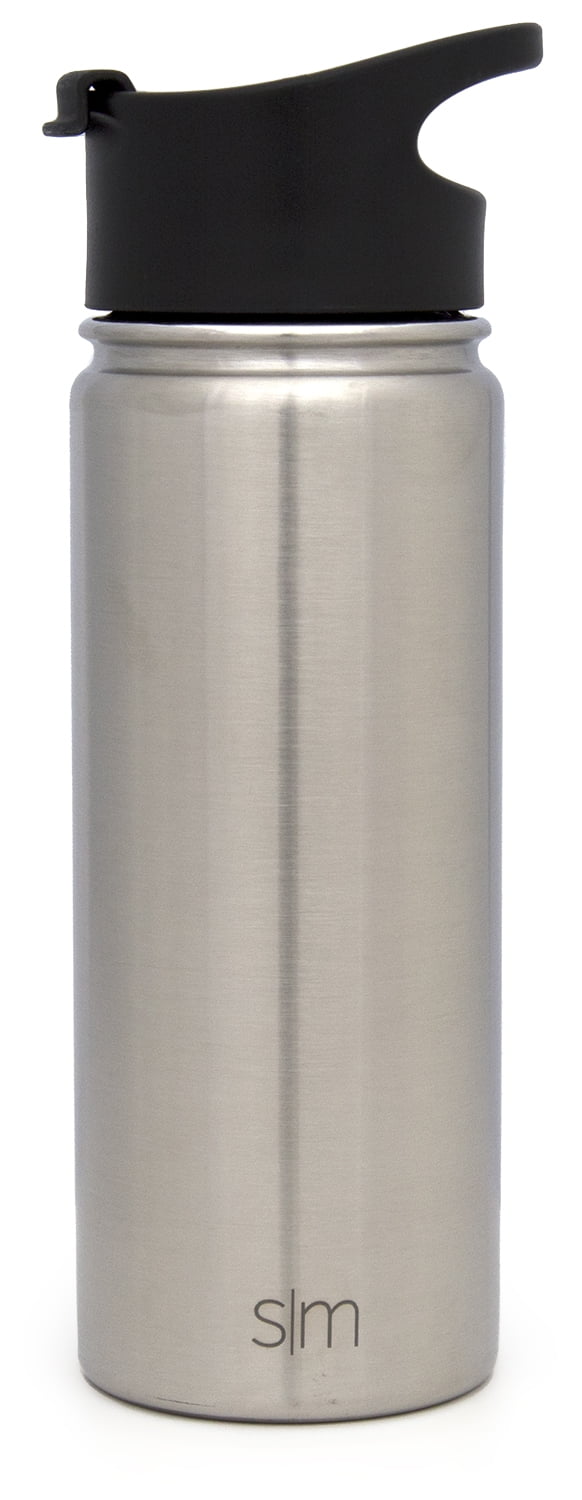 Simple Modern Summit 18 oz Silver and Black Double Wall Vacuum Insulated Stainless Steel Water Bottle with Wide Mouth and Flip-Top Lid