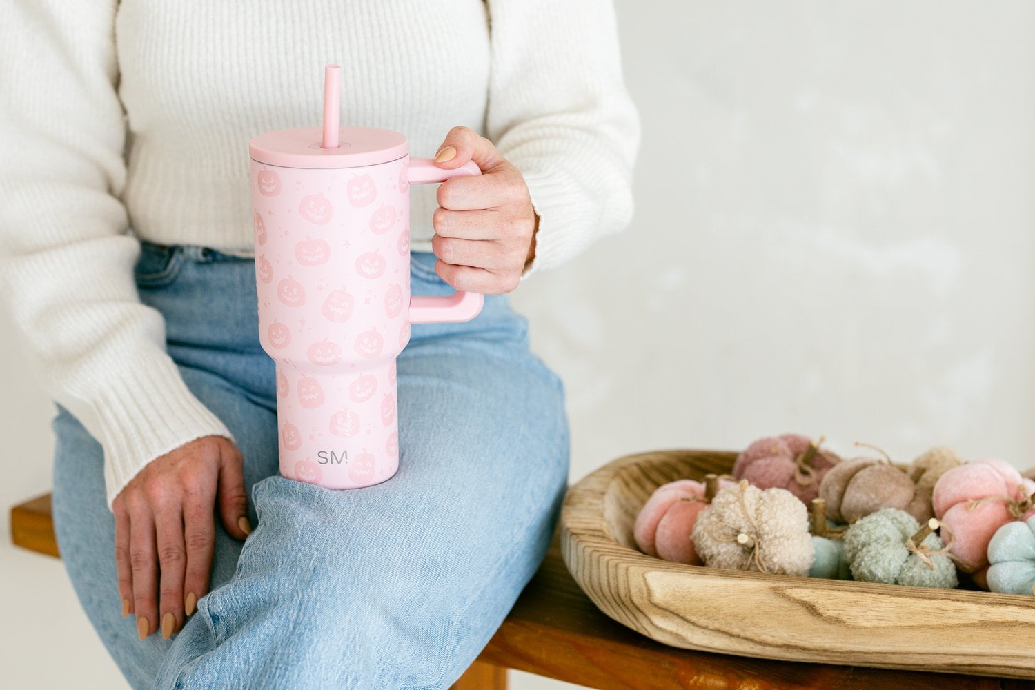 Simple Modern 30 fl oz Insulated Stainless Steel Trek Tumbler with Straw Lid | Seaglass Sage and Cream Checkmate