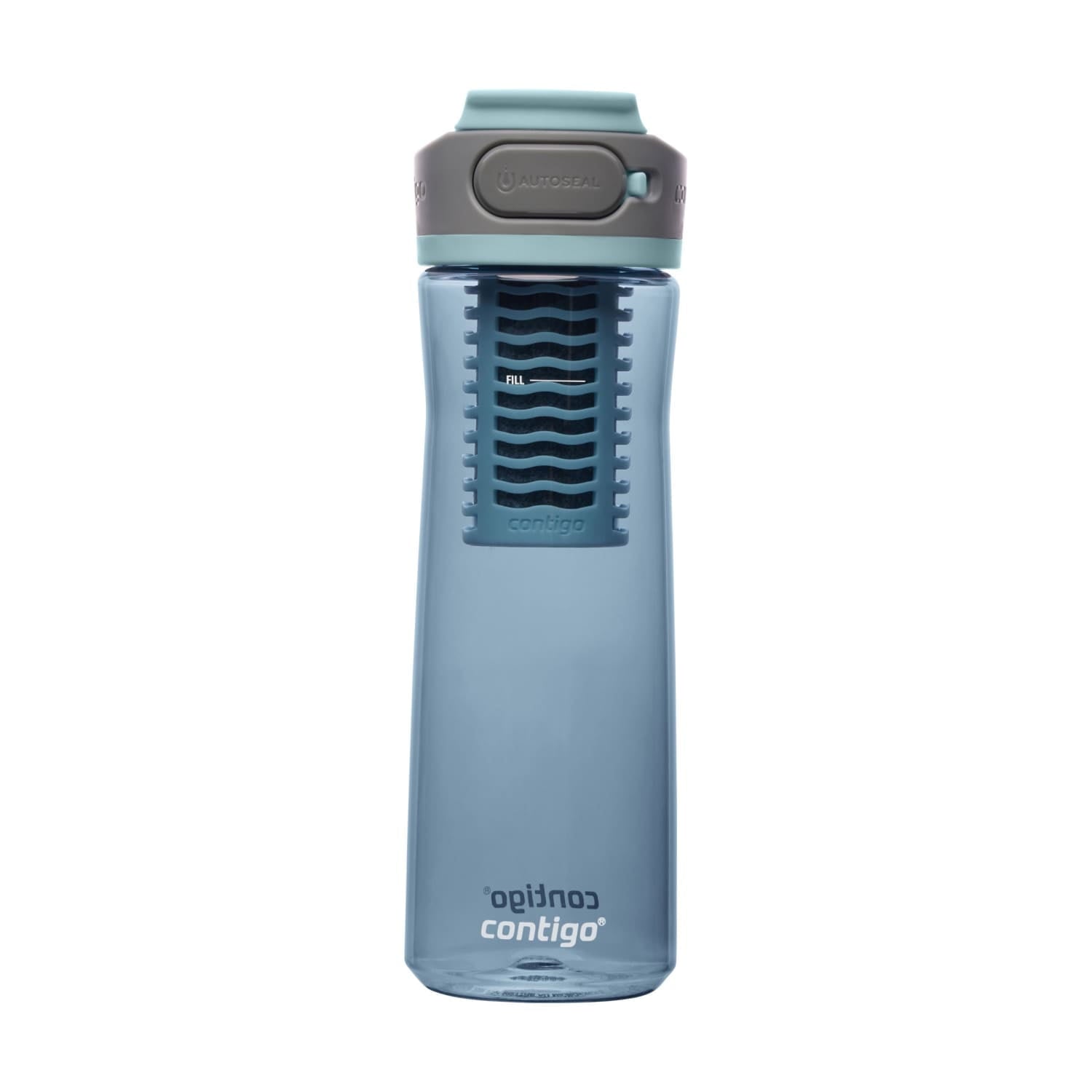 (2 pack) Contigo Clybourn Plastic FreeFlow Filter Water Bottle with AUTOSEAL Lid 24 oz., Dark Ice, with Replacable Filter
