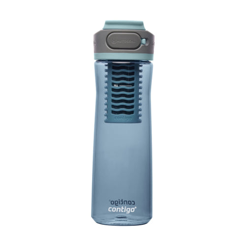 (2 pack) Contigo Clybourn Plastic FreeFlow Filter Water Bottle with AUTOSEAL Lid 24 oz., Dark Ice, with Replacable Filter