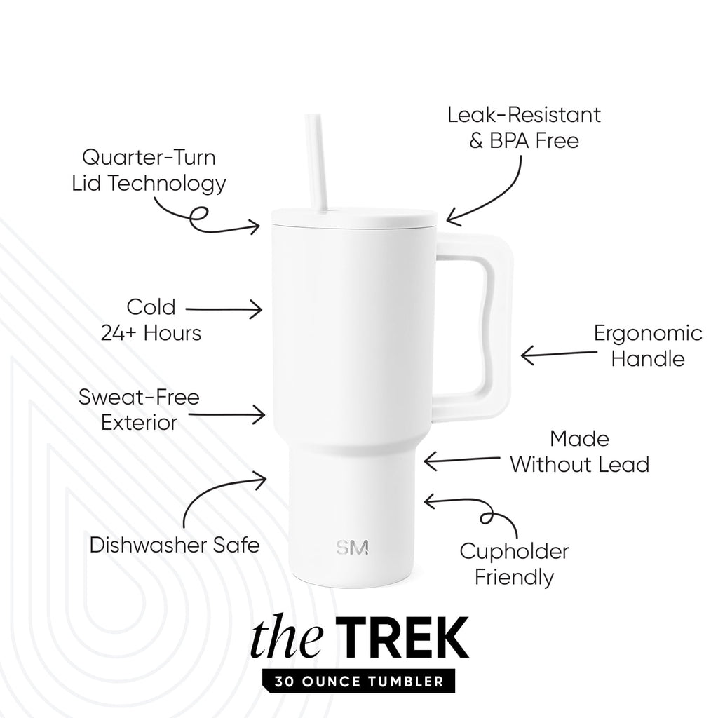 Simple Modern 30 fl oz Insulated Stainless Steel Trek Tumbler with Straw Lid | Seaglass Sage and Cream Checkmate