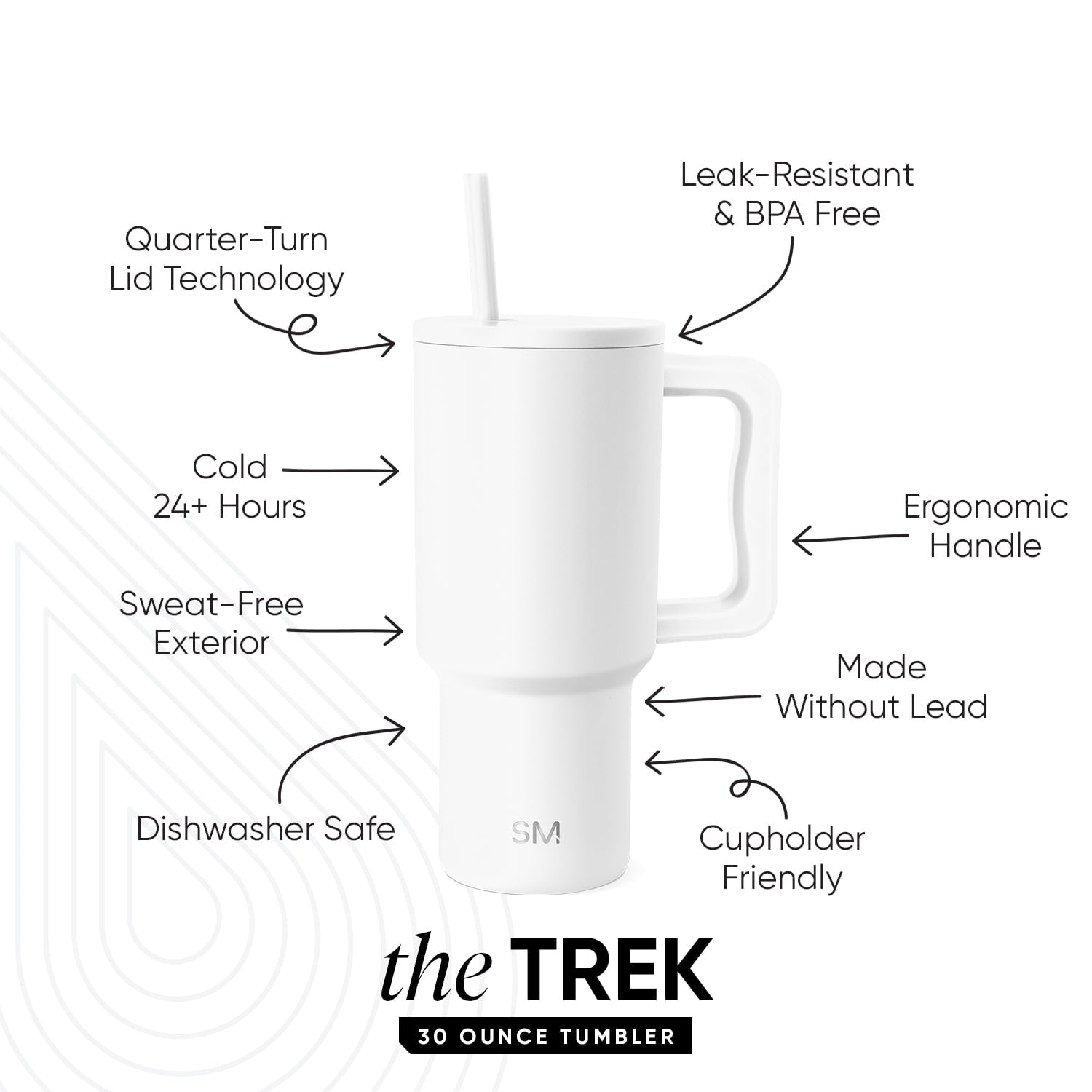 Simple Modern 30 fl oz Insulated Stainless Steel Trek Tumbler with Straw Lid | Seaglass Sage and Cream Checkmate