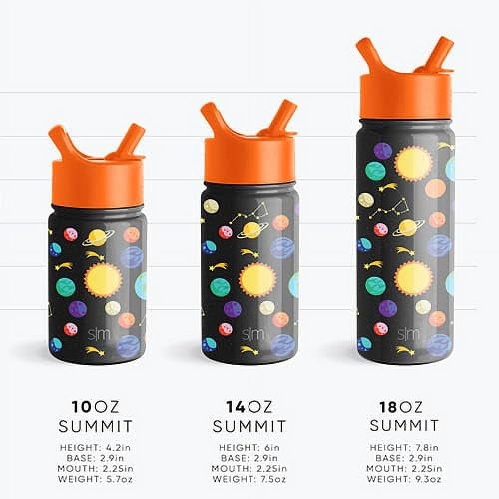 Simple Modern Blippi Kids Water Bottle with Straw Lid | Insulated Stainless Steel Reusable Tumbler for Toddlers, Girls | Summit Collection | 14oz, Blippi Space