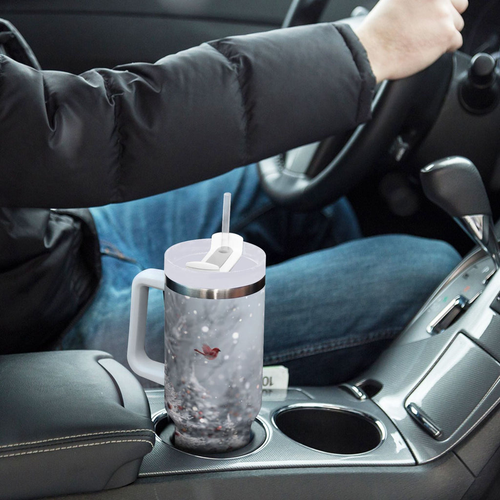 30 oz Insulated Stainless Steel Tumbler Double Wall Stainless Steel Tumbler with 2-Way Drinking Snowy Winter Landscape