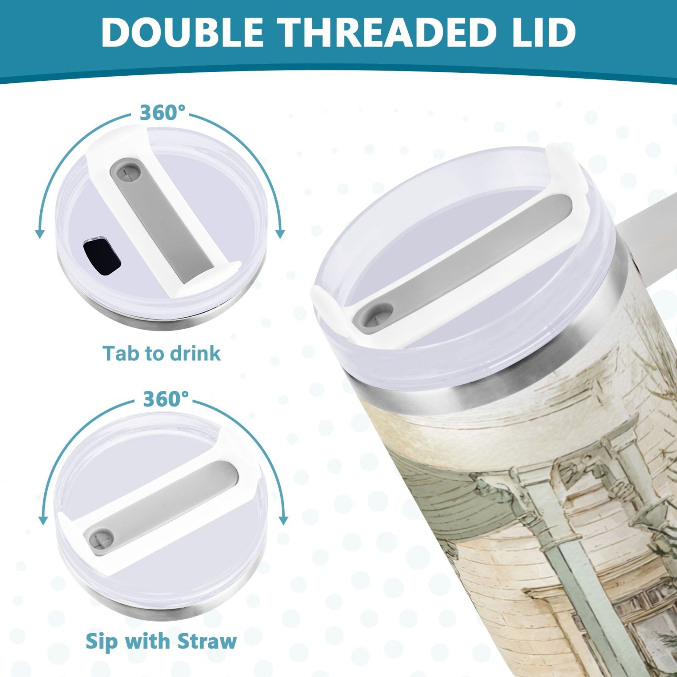 30 oz Insulated Stainless Steel Tumbler Double Wall Stainless Steel Tumbler with 2-Way Drinking Charming Christmas Doorway