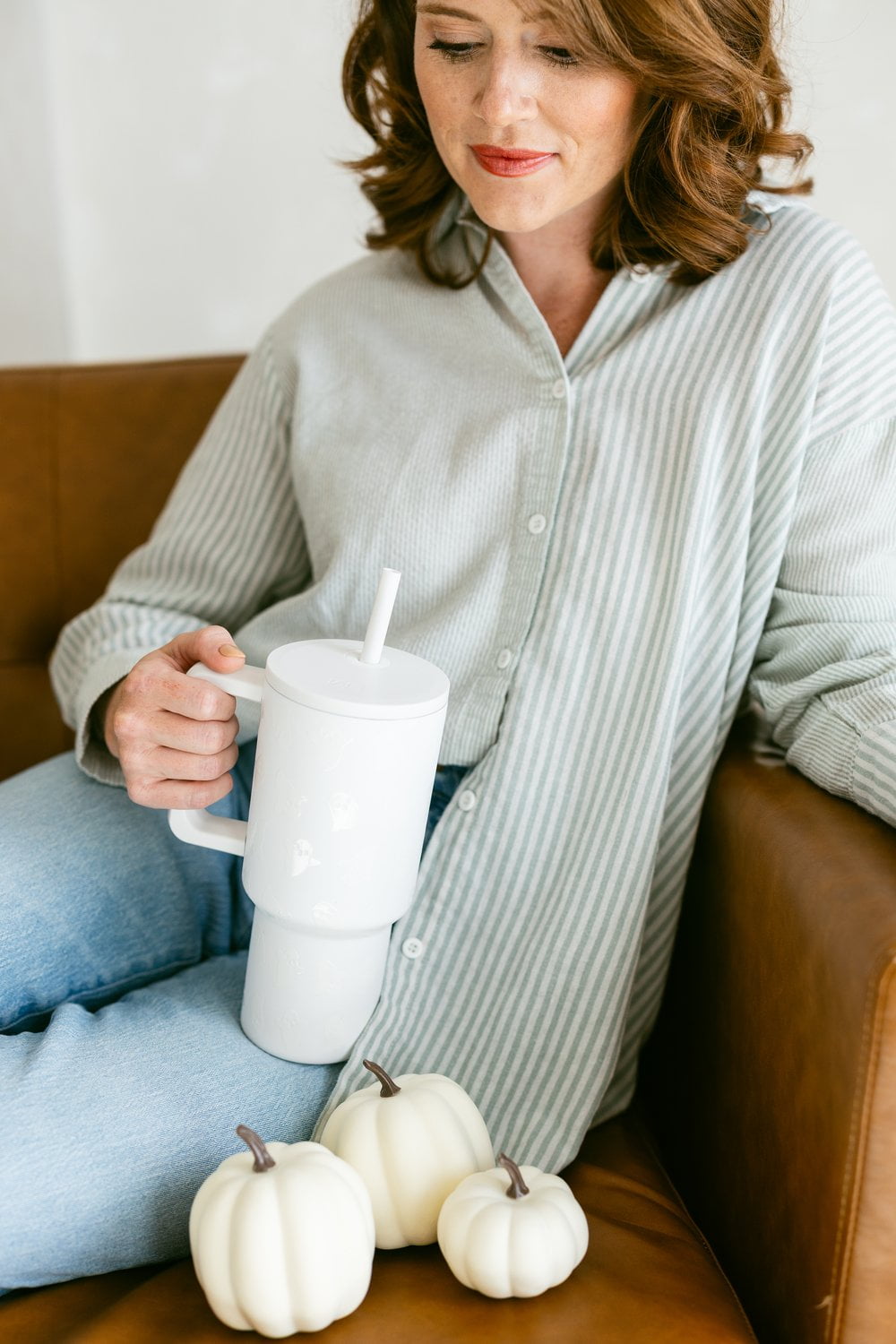 Simple Modern 30 fl oz Insulated Stainless Steel Trek Tumbler with Straw Lid | Seaglass Sage and Cream Checkmate