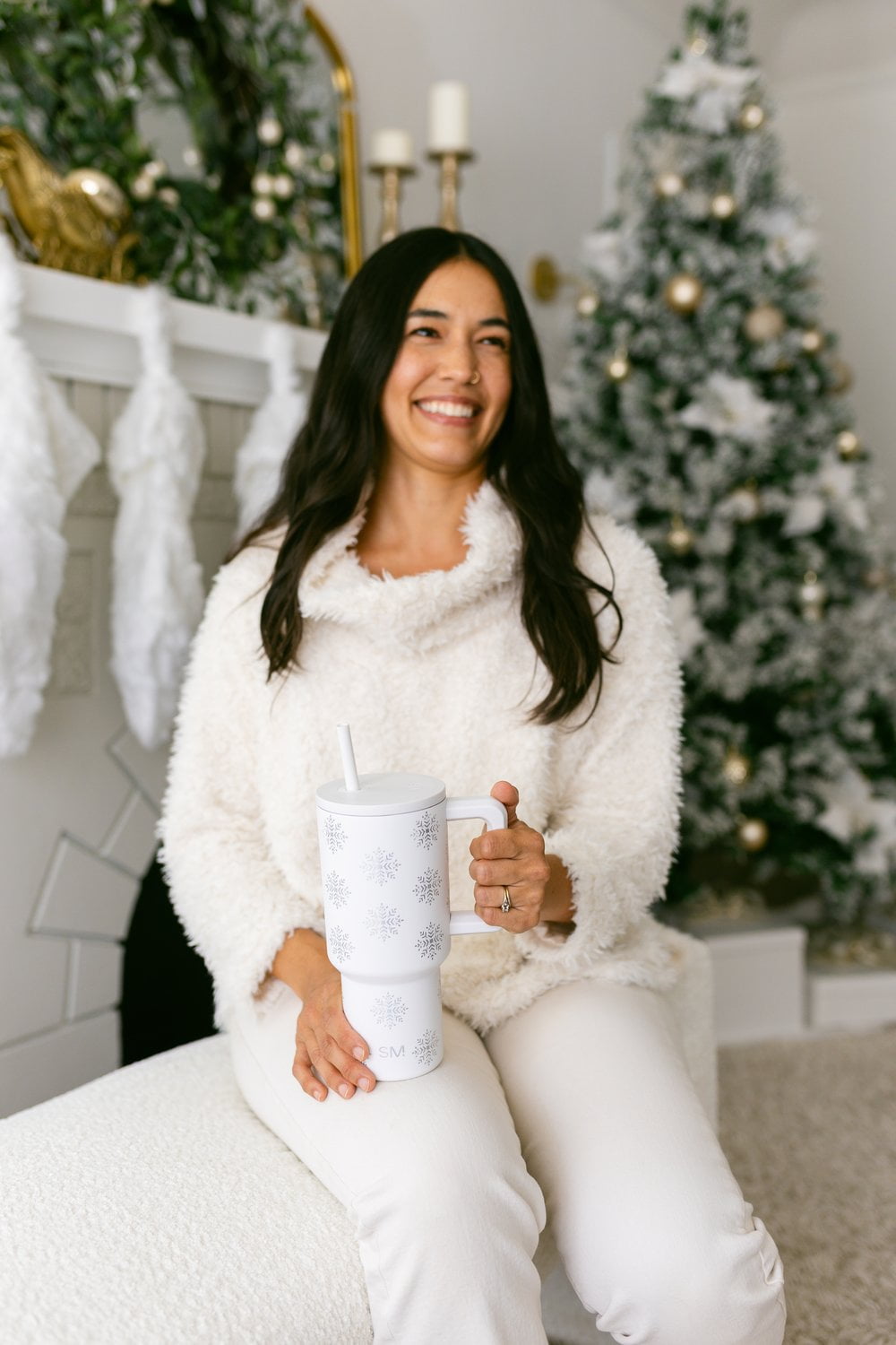 Simple Modern 30 fl oz Insulated Stainless Steel Trek Tumbler with Straw Lid | Seaglass Sage and Cream Checkmate
