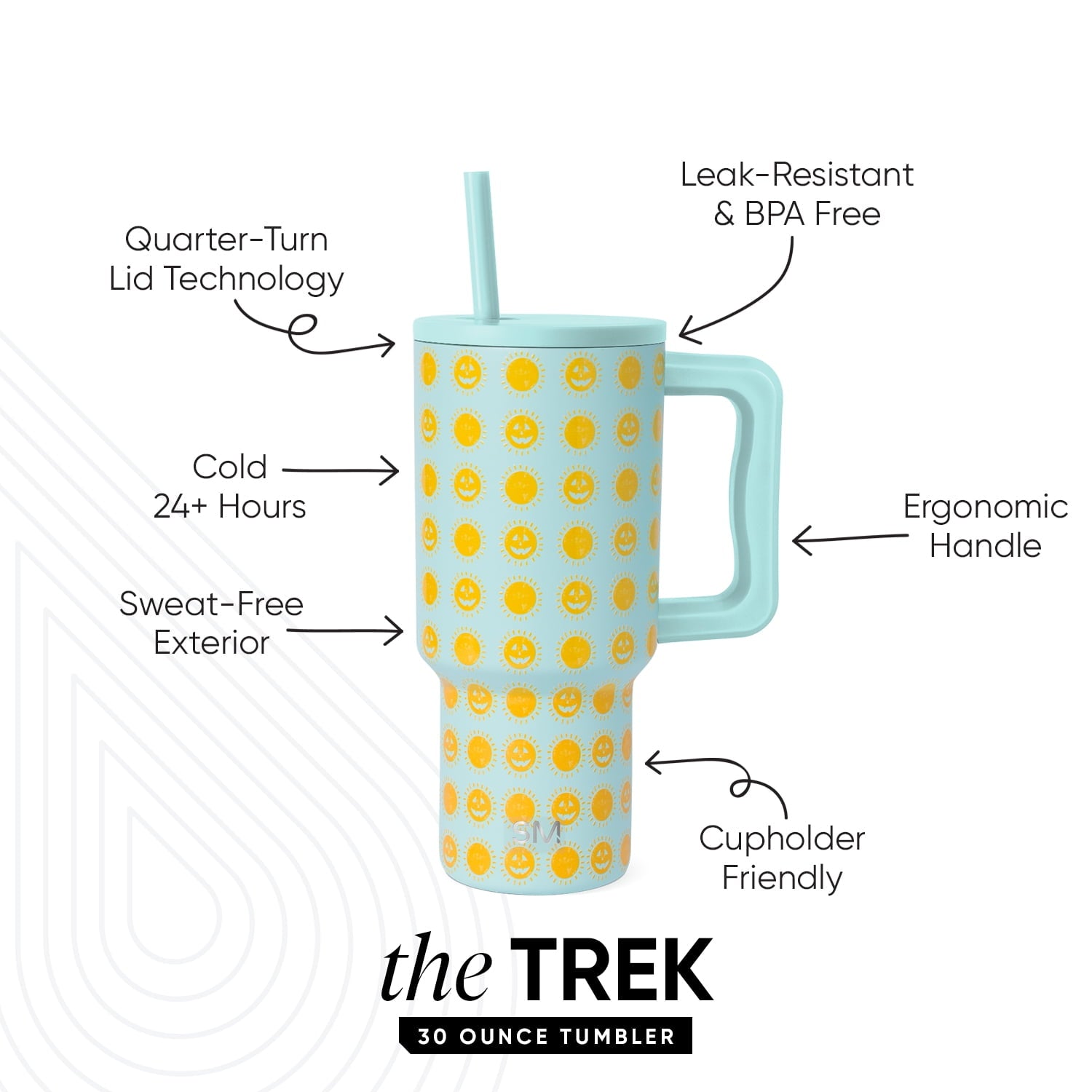 Simple Modern 30 fl oz Insulated Stainless Steel Trek Tumbler with Straw Lid | Seaglass Sage and Cream Checkmate