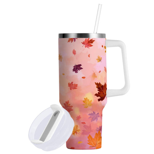 30 oz Insulated Stainless Steel Tumbler Double Wall Stainless Steel Tumbler with 2-Way Drinking Autumn Leaves Falling
